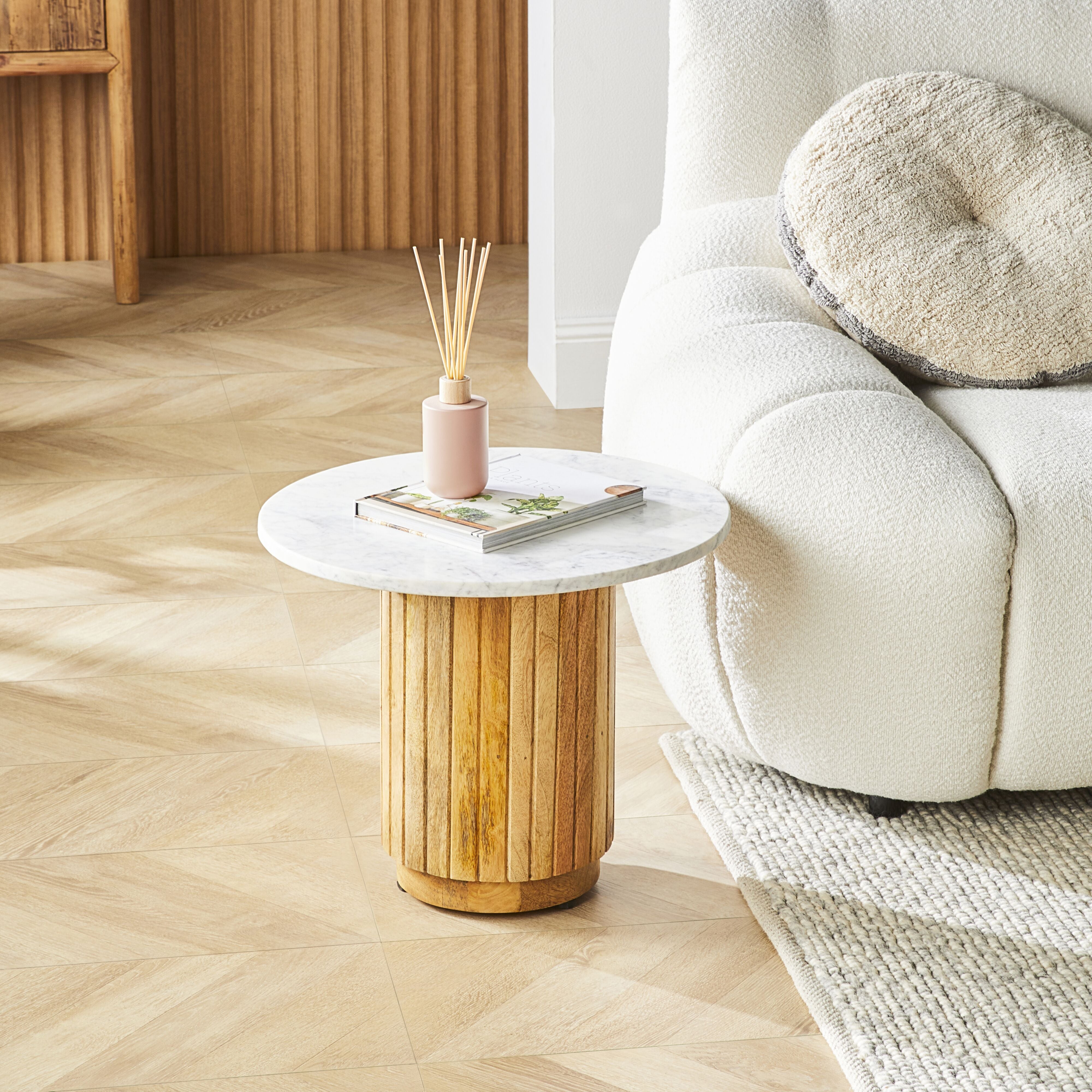 Cassius Side Table Round Marble Top White