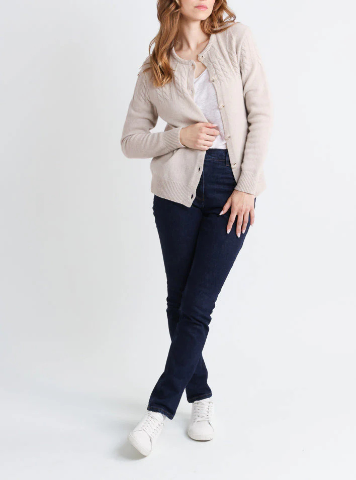 Cardigan femme laine mérinos beige clair