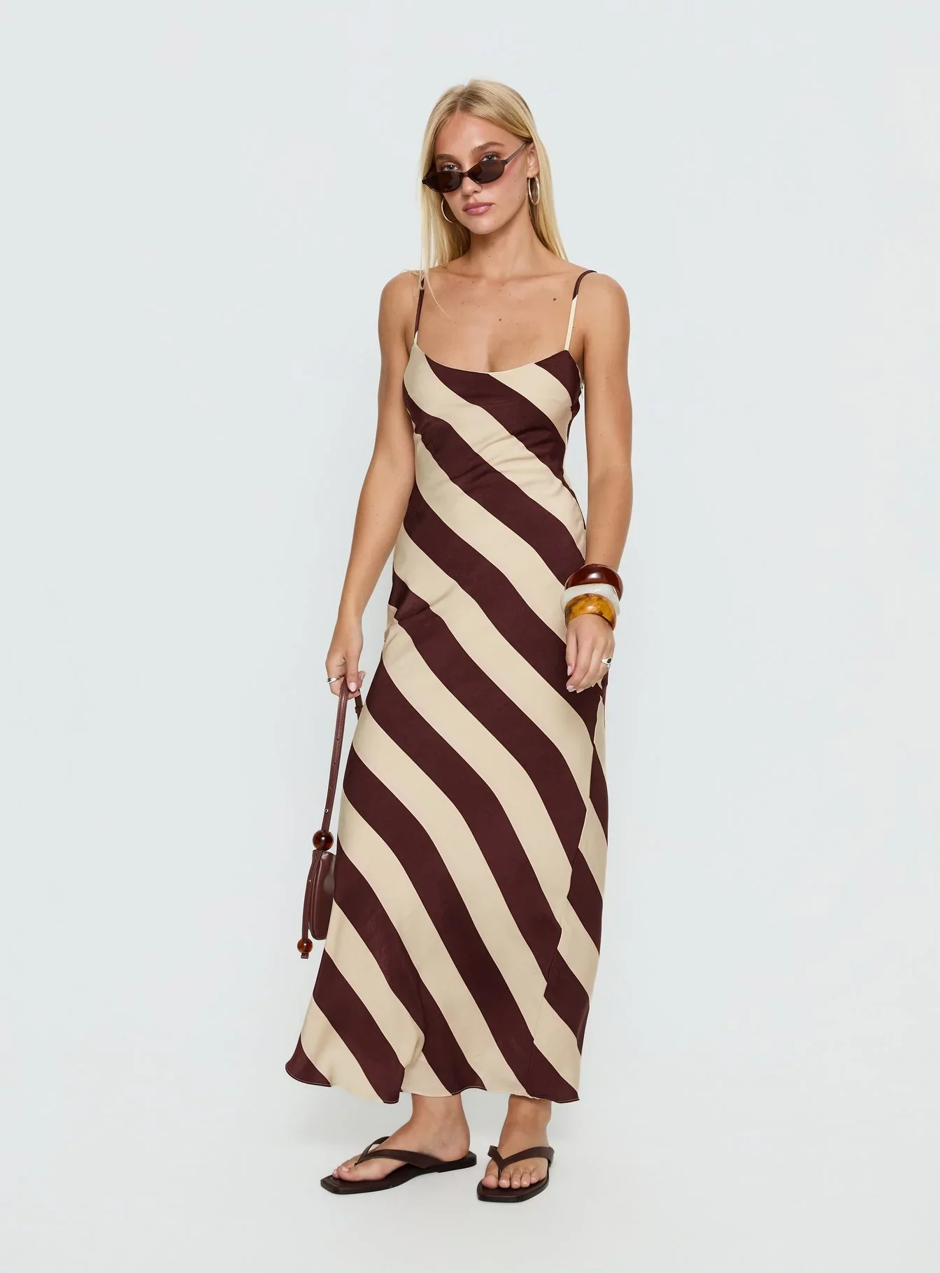Rhodie Scoop Maxi Dress Brown / Cream Stripe
