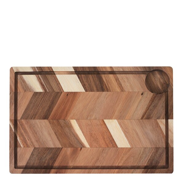 Design skjærebrett m/saftrille 40x26x3 cm akasie