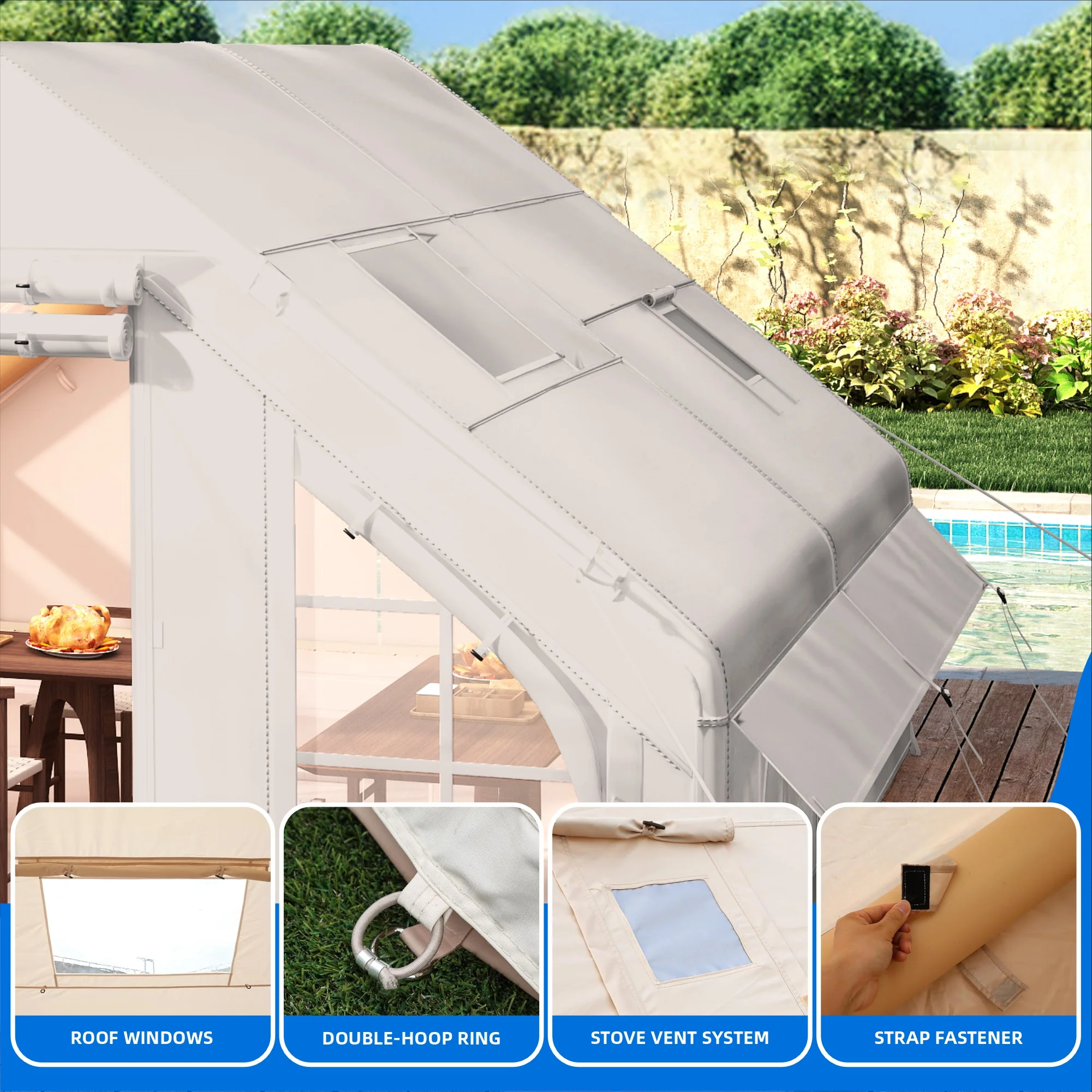 Dextrus Easy Setup 4 Season Waterproof Windproof Outdoor Blow up Glamping Tent with Pump, Suitable for 2 - 6 People