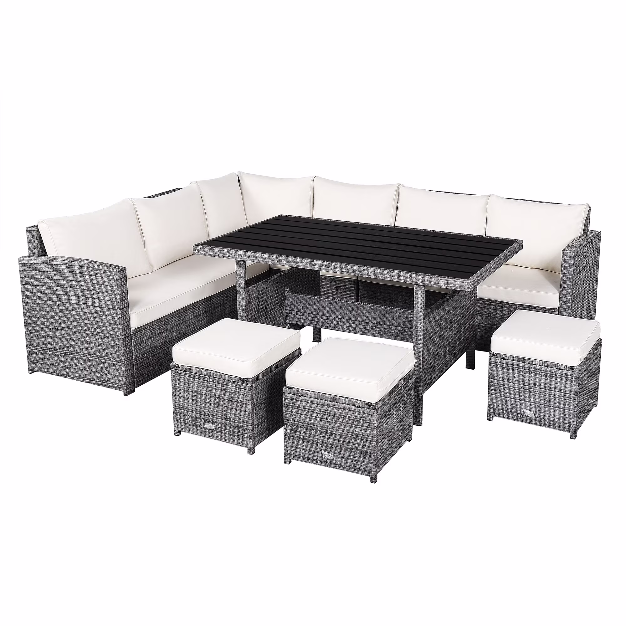 7-piece Outdoor Rattan Patio Furniture Set Black(Black) - Image 3