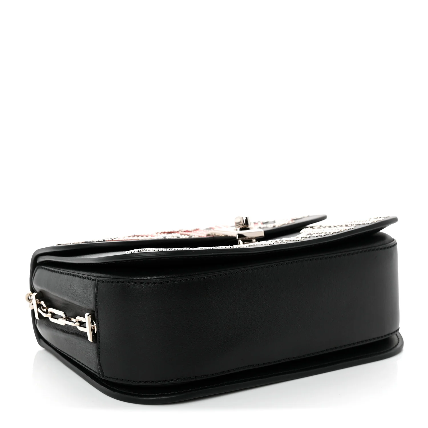 Vitello Loveblade Embellished Chain Flap Bag Black Multicolor