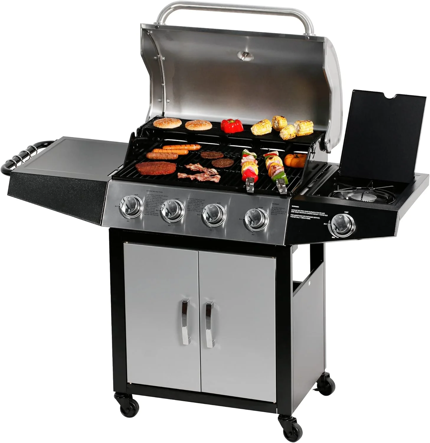 Barbecue à gaz propane MASTER COOK à 3 brûleurs, surface de cuisson de 472 po² (30 000 BTU), acier inoxydable