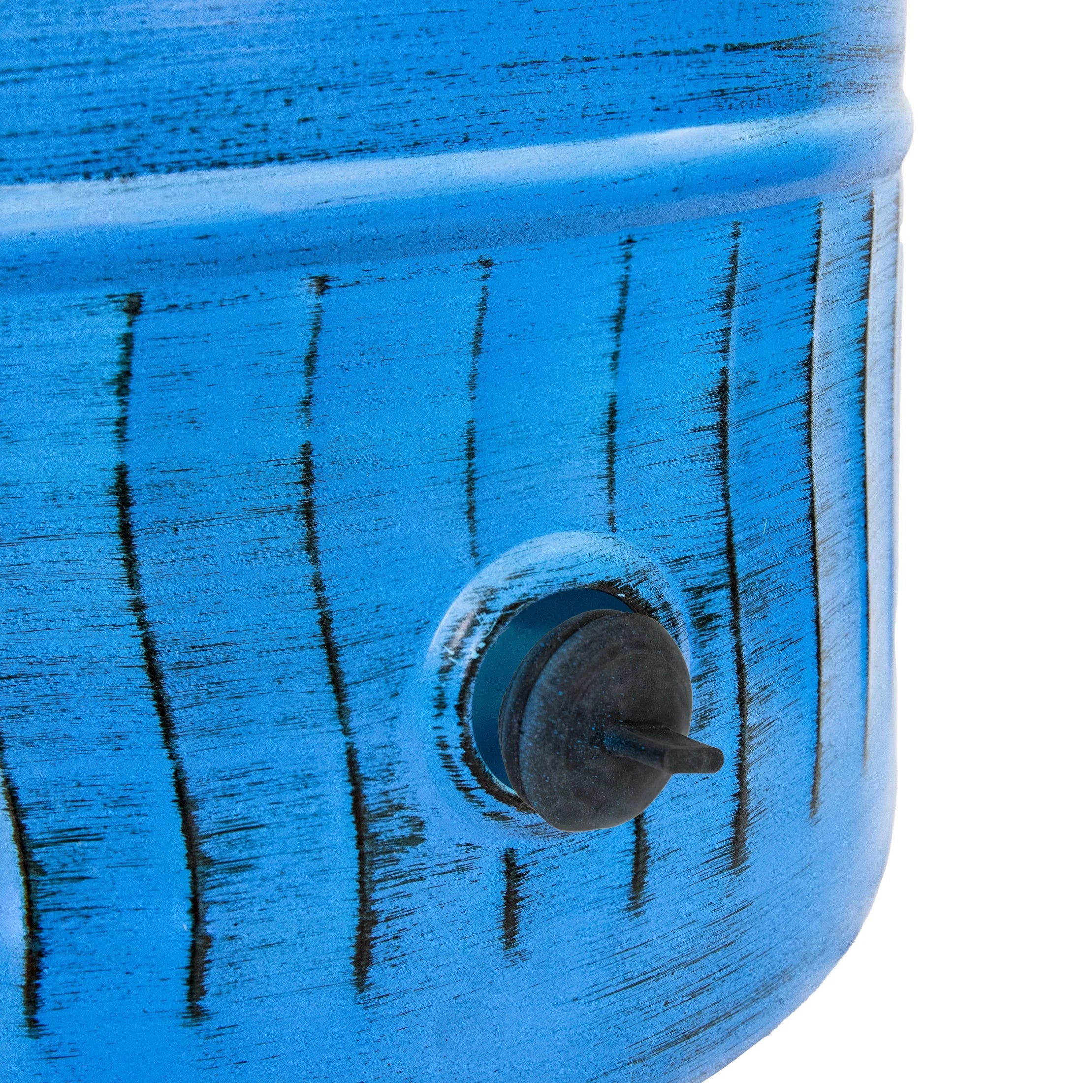 Sunnydaze 17.5 Embossed Metal Garden Hose Holder Pot with Lid, Blue Patina