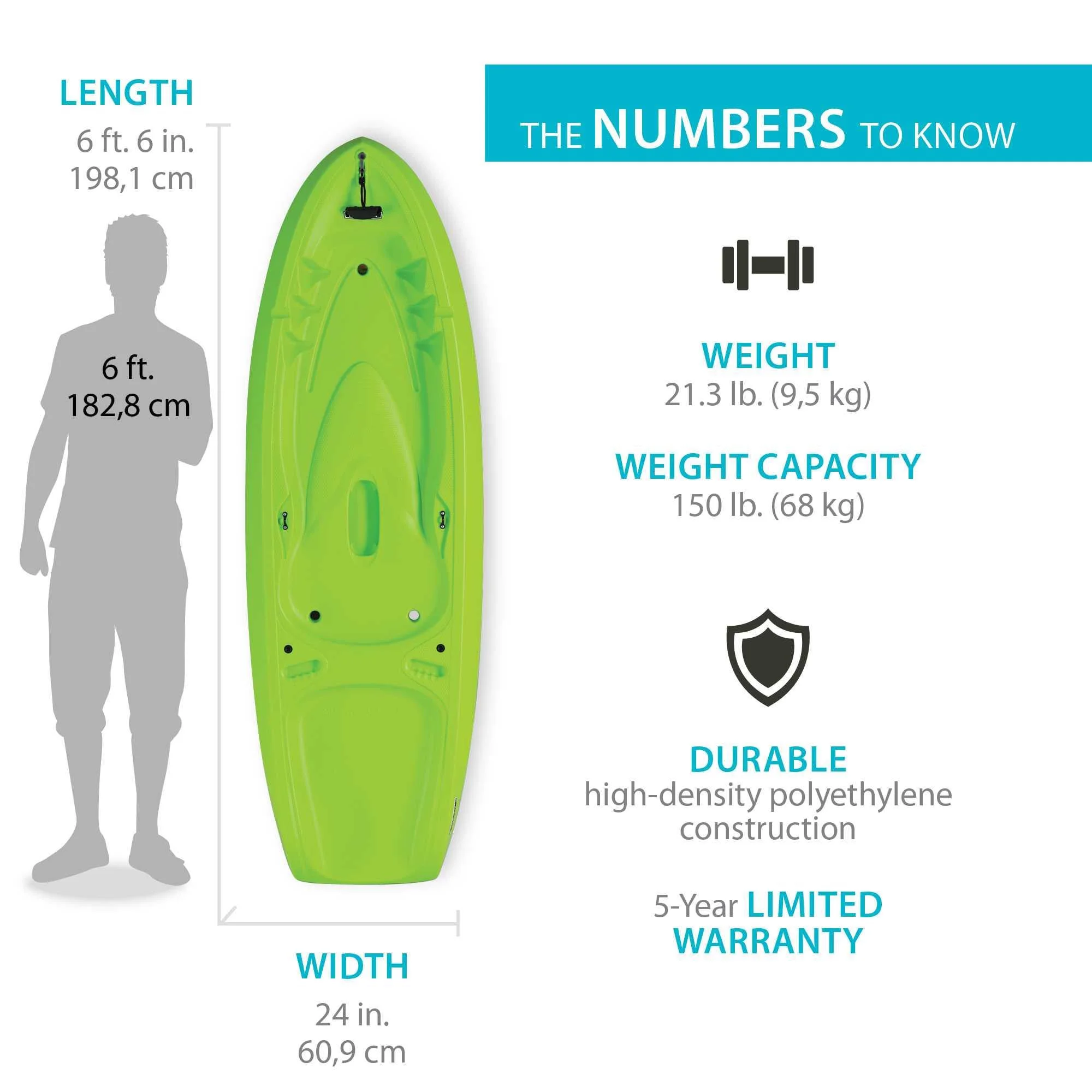 Recruit 6.5 ft Youth Sit-on-Top Kayak, Lime Green (90765)(Lime Green) - Image 2