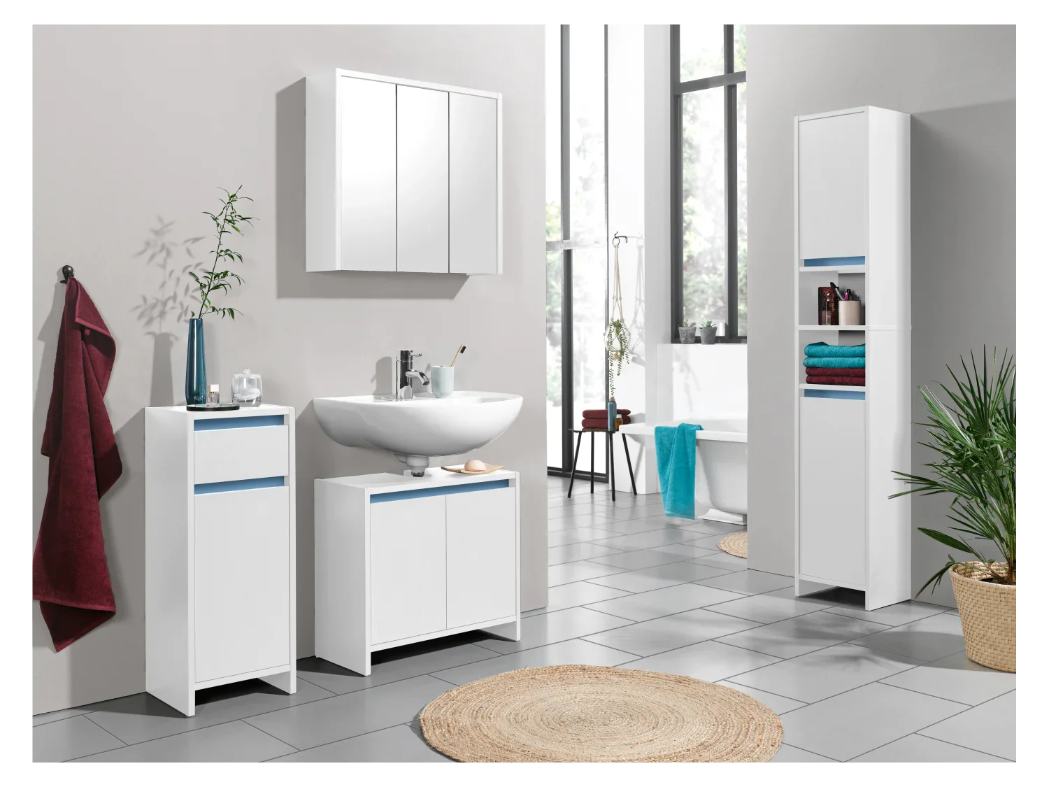 LIVARNO home Armoire latrale de salle de bains Oslo, 32 x 80 x 28 cm, blanche