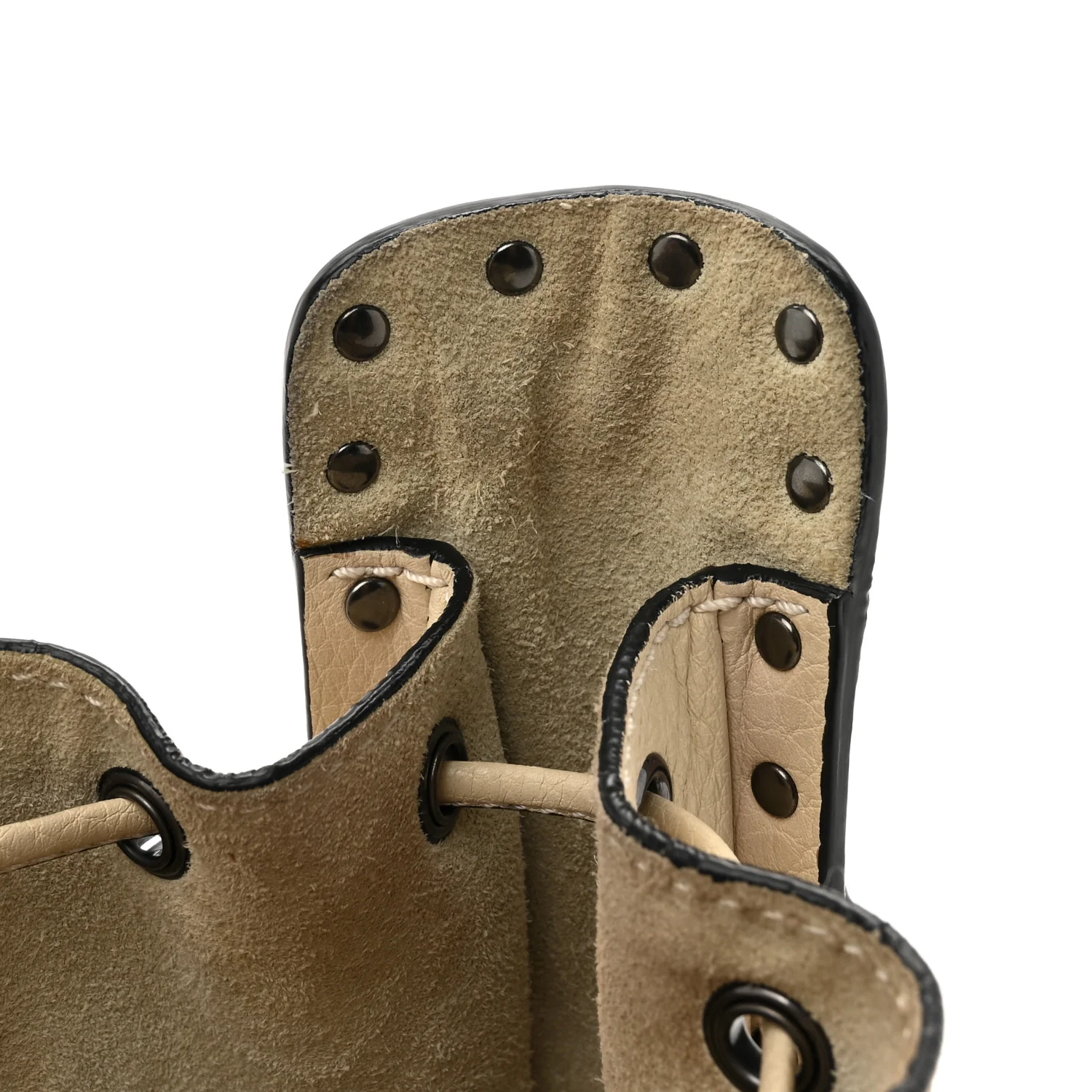 Grained Calfskin Rockstud Bucket Bag Ivory