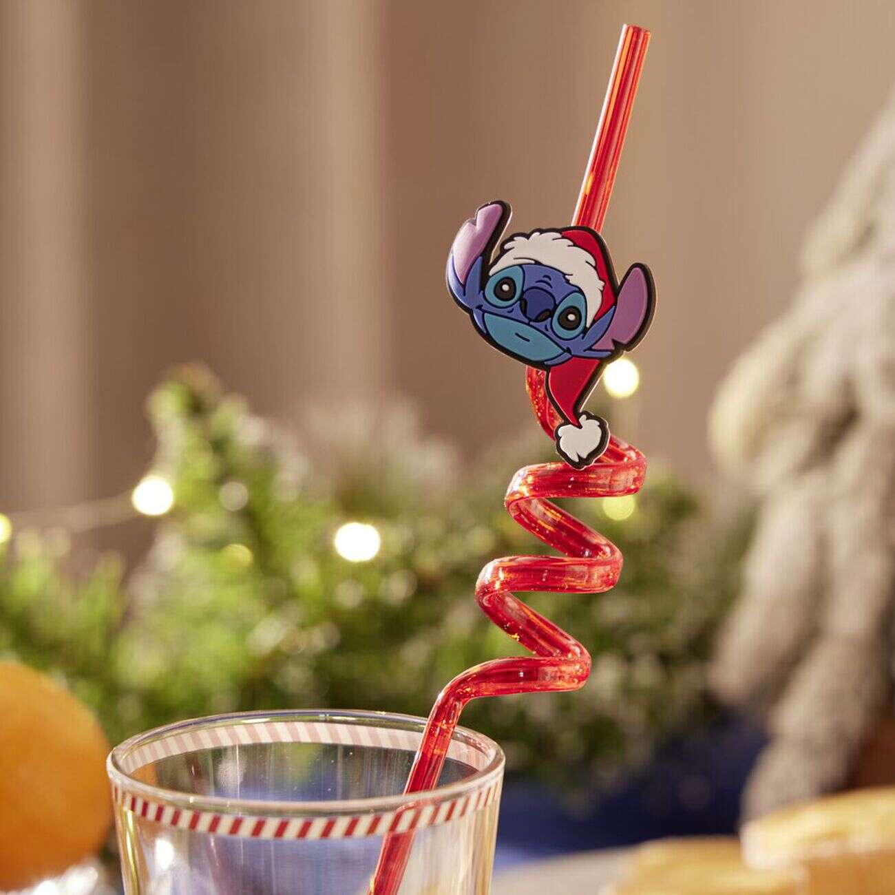 Paille enfant x4 Stitch Disney Noël plastique réutilisable L27cm