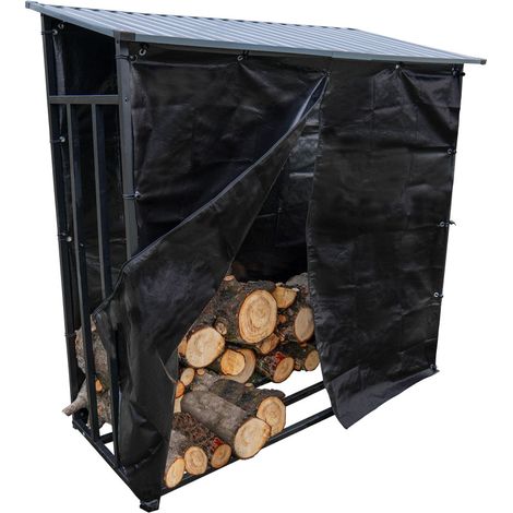Étagère à bûches Toit incliné - capacité 3 stères - Longueur 186 cm - Abri bois range buches Extérieur - Bâche de protection — vue 1