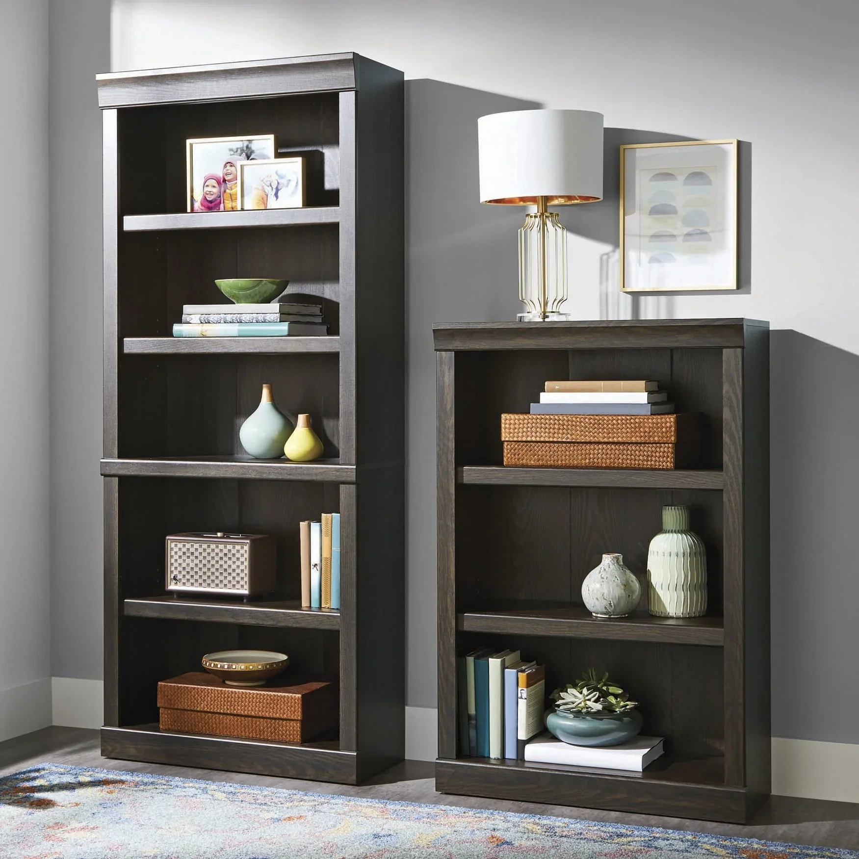 Better Homes & Gardens Glendale 5 Shelf Bookcase, Dark Oak Finish
