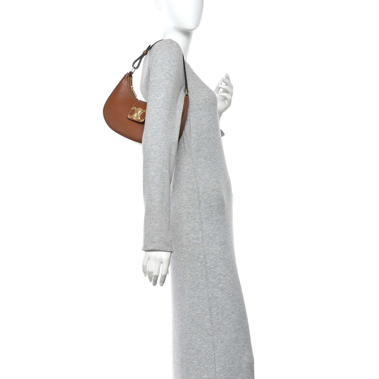 Smooth Calfskin Medium Strap Ava Triomphe Shoulder Bag Tan