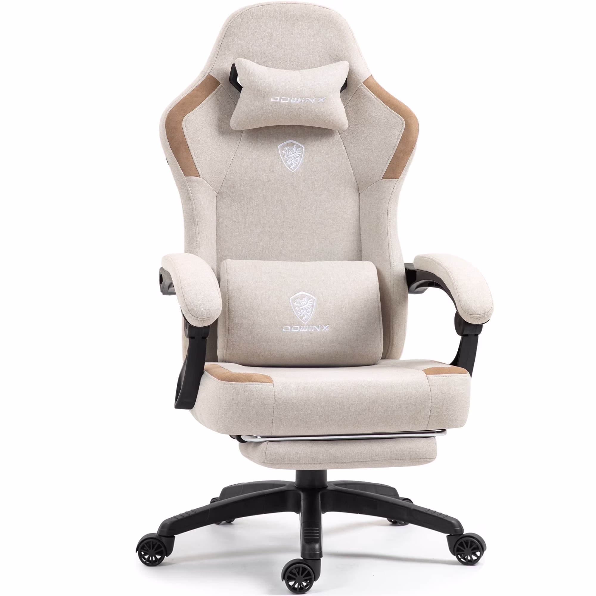Fabric Gaming Chair with Pocket Spring Cushion, Breathable Computer Chair with Massage Lumbar Support and Footrest, High Back Office Chair for Adults, 300lbs, Grey(Grey) - Image 7