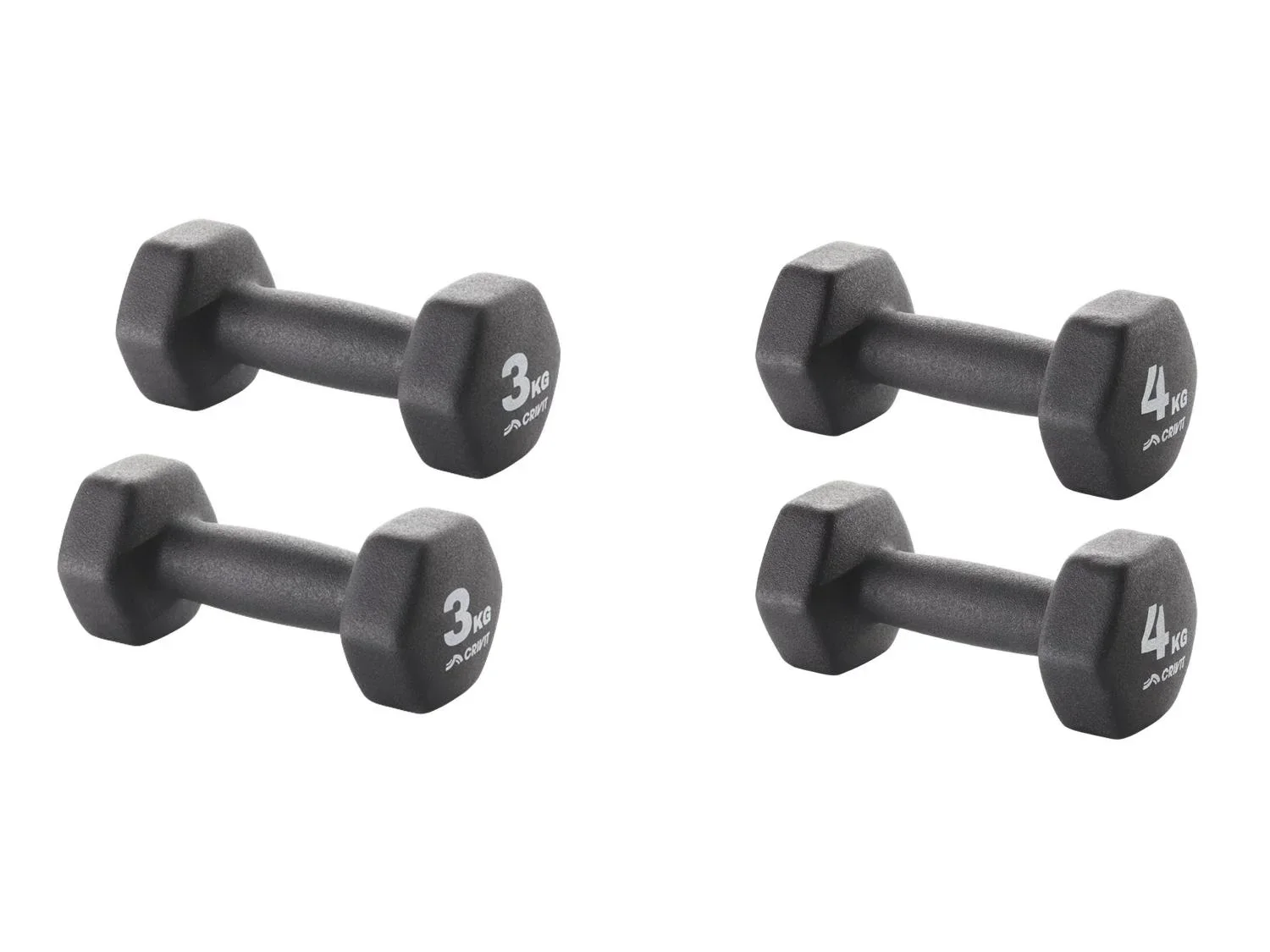 CRIVIT Lot d'haltres, 2x 3 kg ou 2x 4 kg