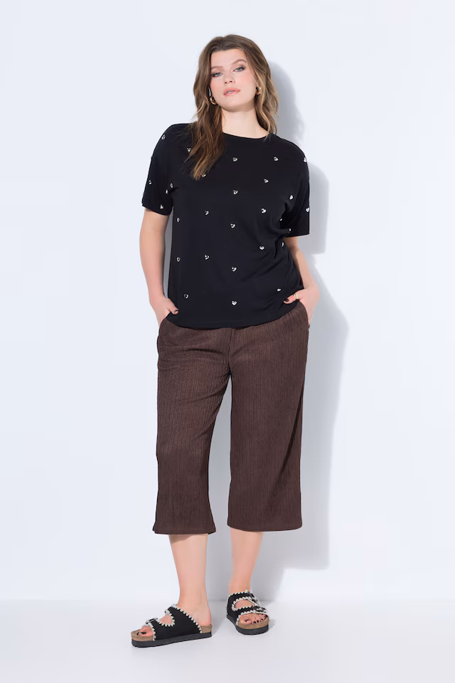 Textured Jersey Elastic Waist Culottes