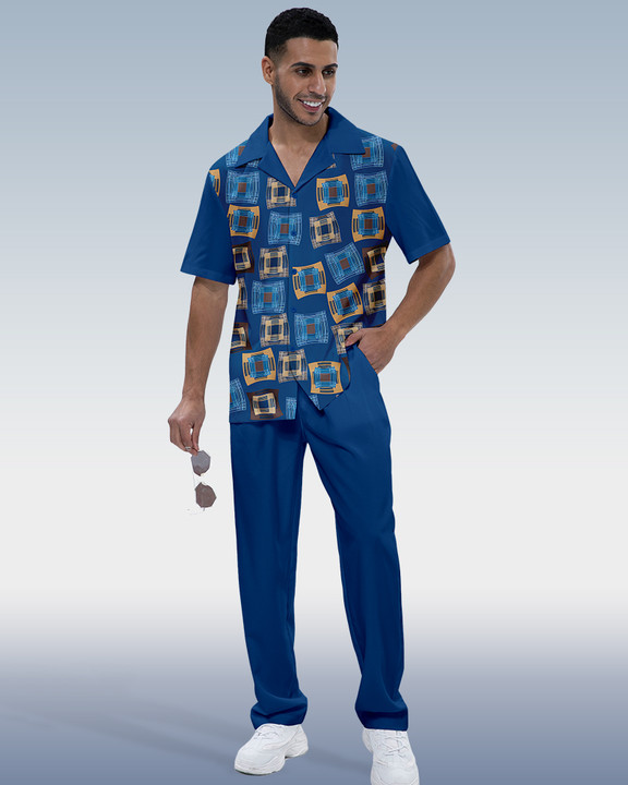 Ensemble de marche Suitmens pour homme, chemise à manches courtes color block, réf. 319