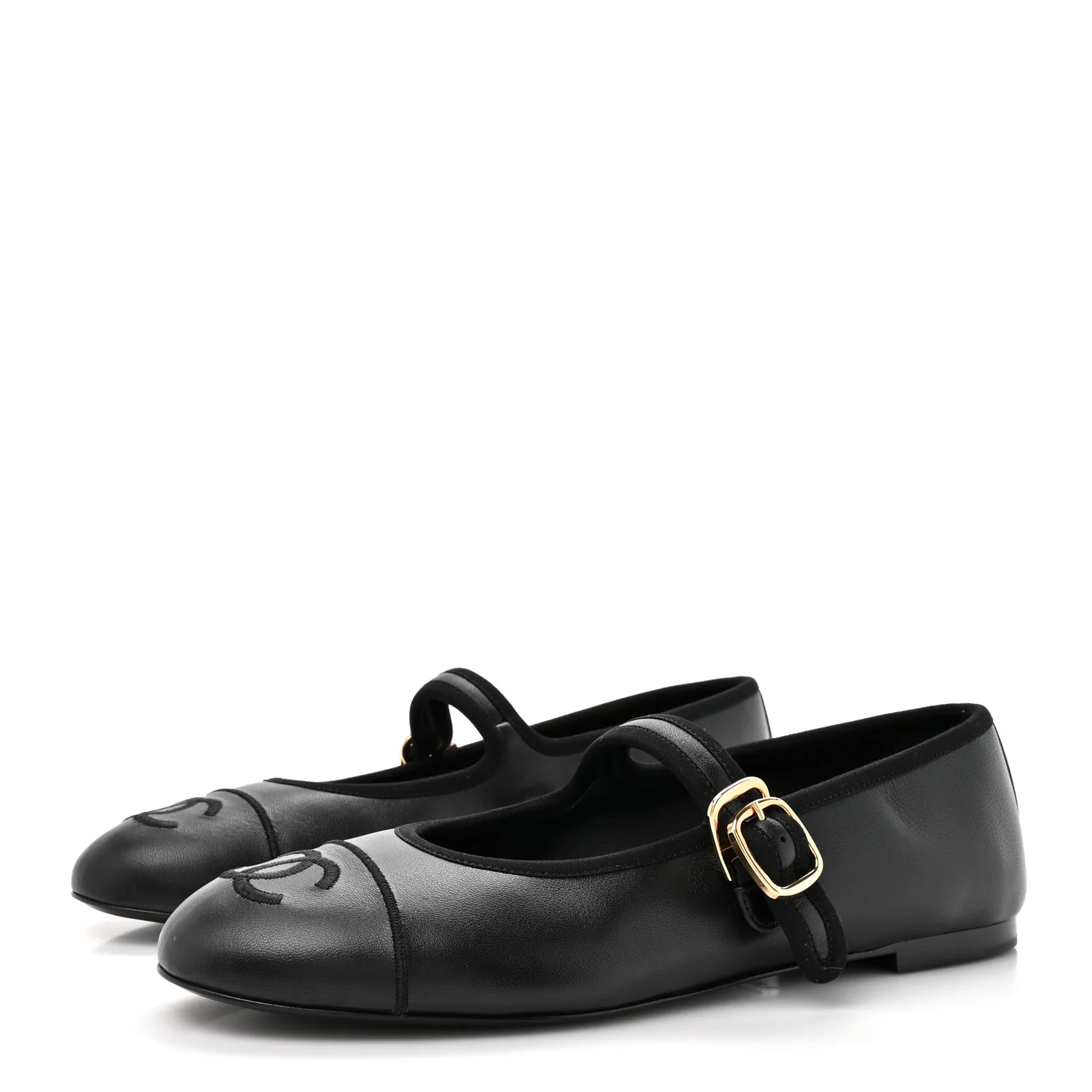 Lambskin Mary Jane Flats 38.5 Black