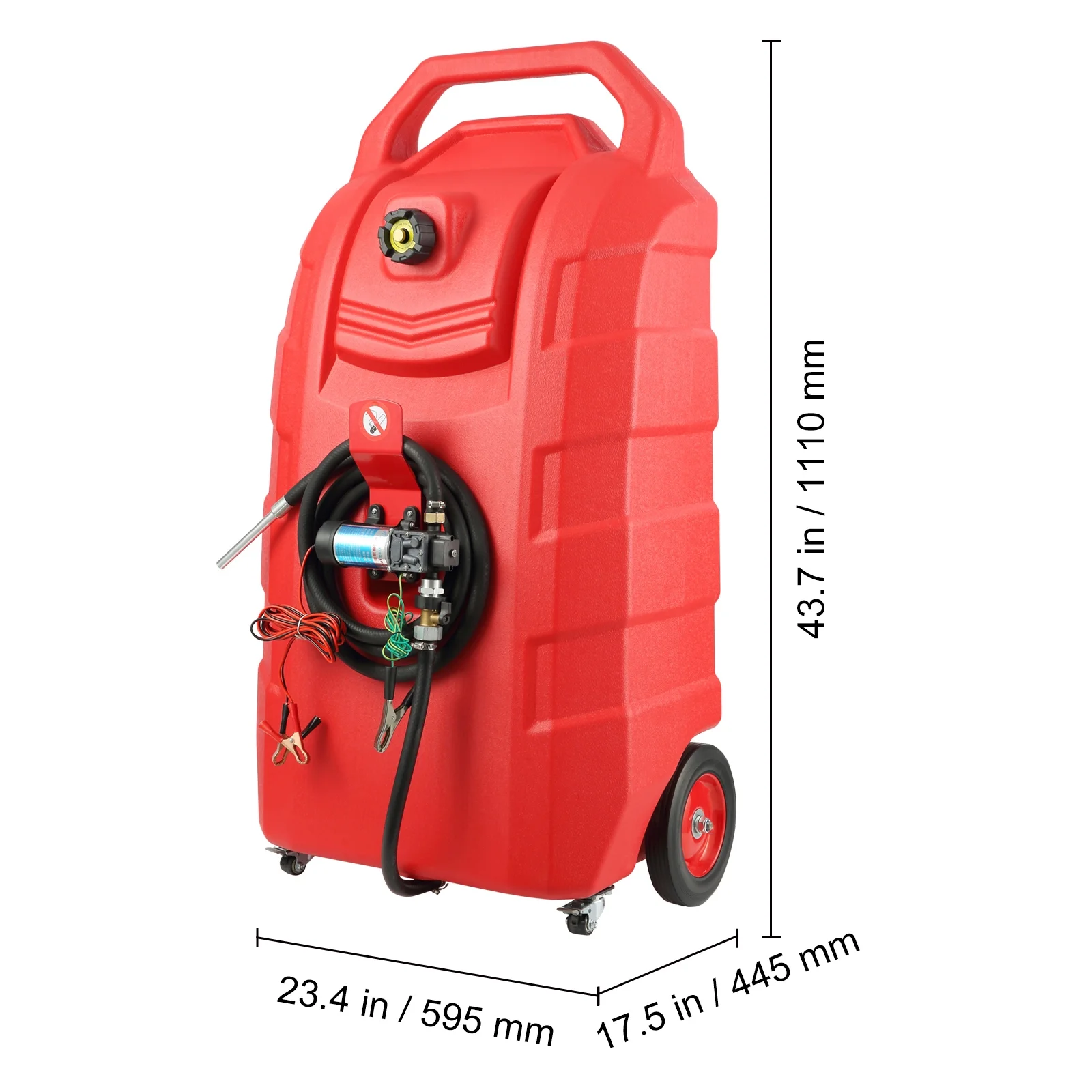 Fuel Carrier, 32 Gallon, Mobile Fuel Storage Unit On-Wheels, Equipped with 12V DC Transfer Pump, Gasoline Diesel Fuel Holder with 8.2 ft Hose, Flow Rate 7L/min, Suitable for Trucks, Boats - Image 9