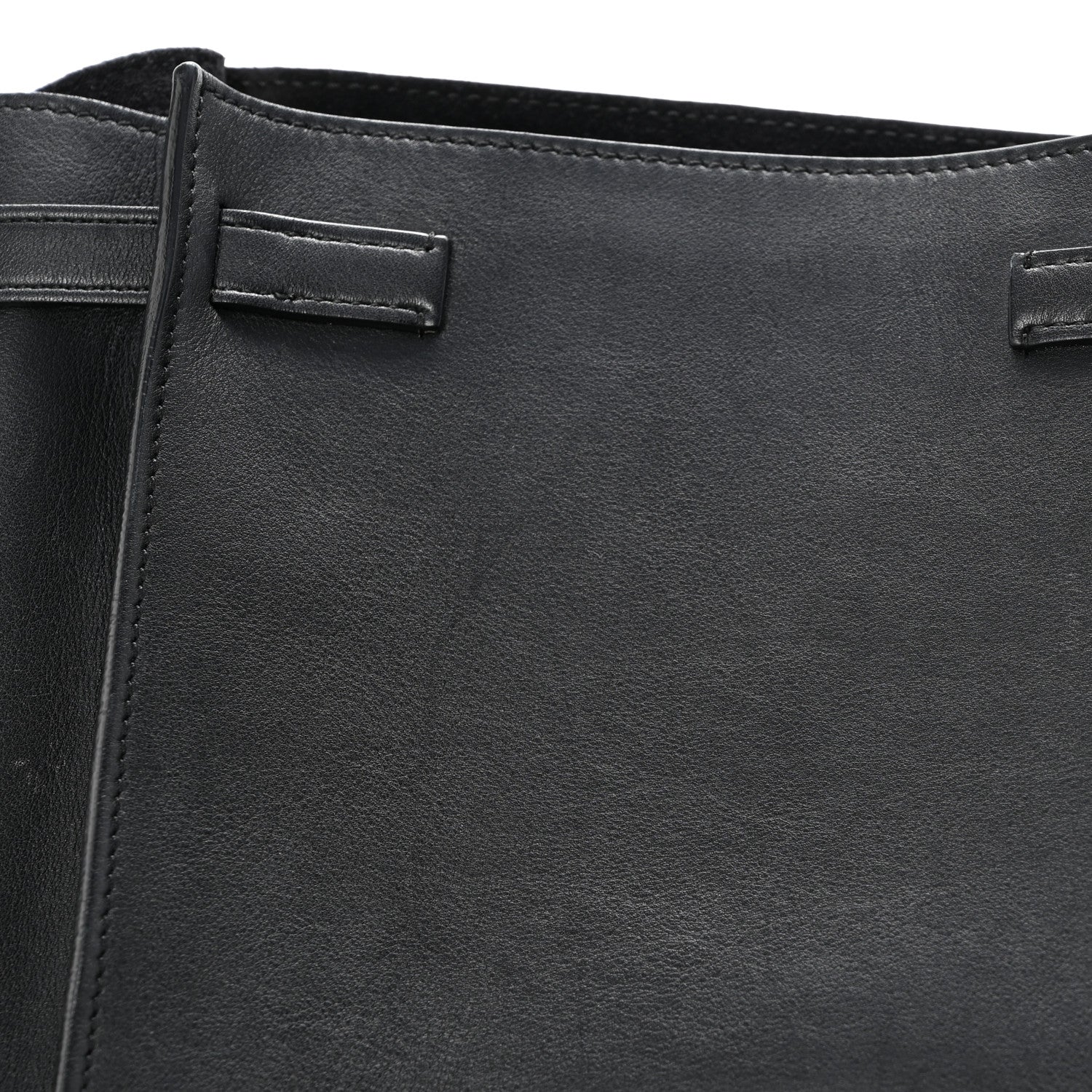 Supple Grained Calfskin Long Strap Big Bag Bucket Black