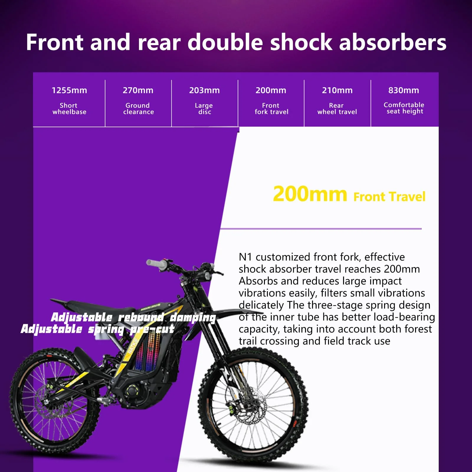 Electric Motorcycle Bike for Adults, Electric Dirt Bike 8000W(Peak) Mid-Mounted Motor 72V/30AH Removable Battery, Max Speed 50MPH/76Miles Off Road Electric Mountain Bike, Dual LED Headlight - Image 6