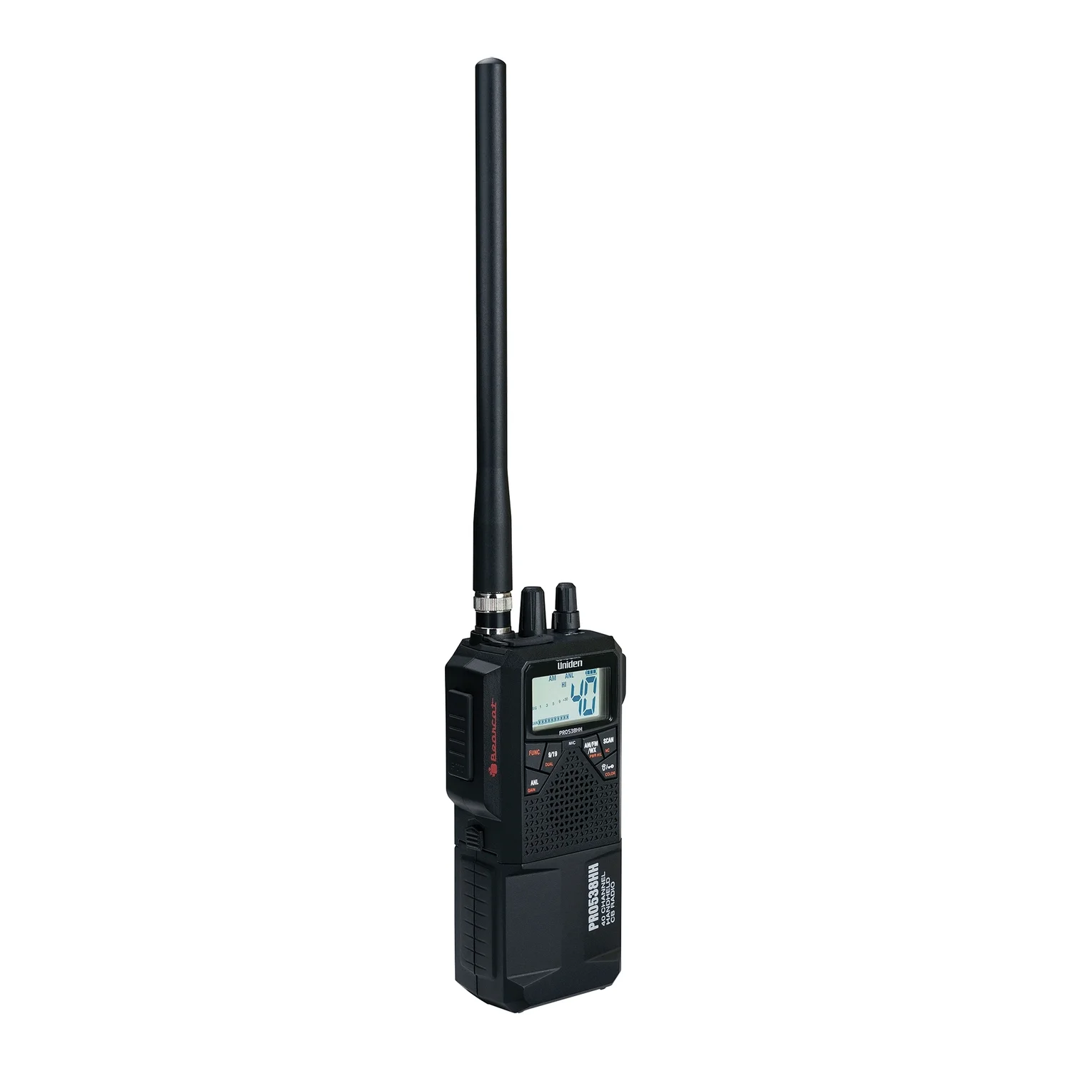 Pro Series 40-Channel Weatherband Handheld CB Radio with Whip Antenna, Black, PRO538HHFMPT - Image 3