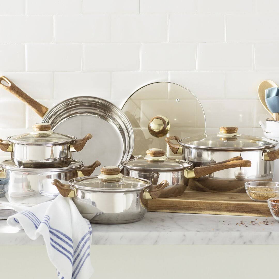 Wayfair Basics 12 Piece Stainless Steel Cookware Set Color: Tinted 79DFFD9CDF384C9BA8CD8F9B7EB61869