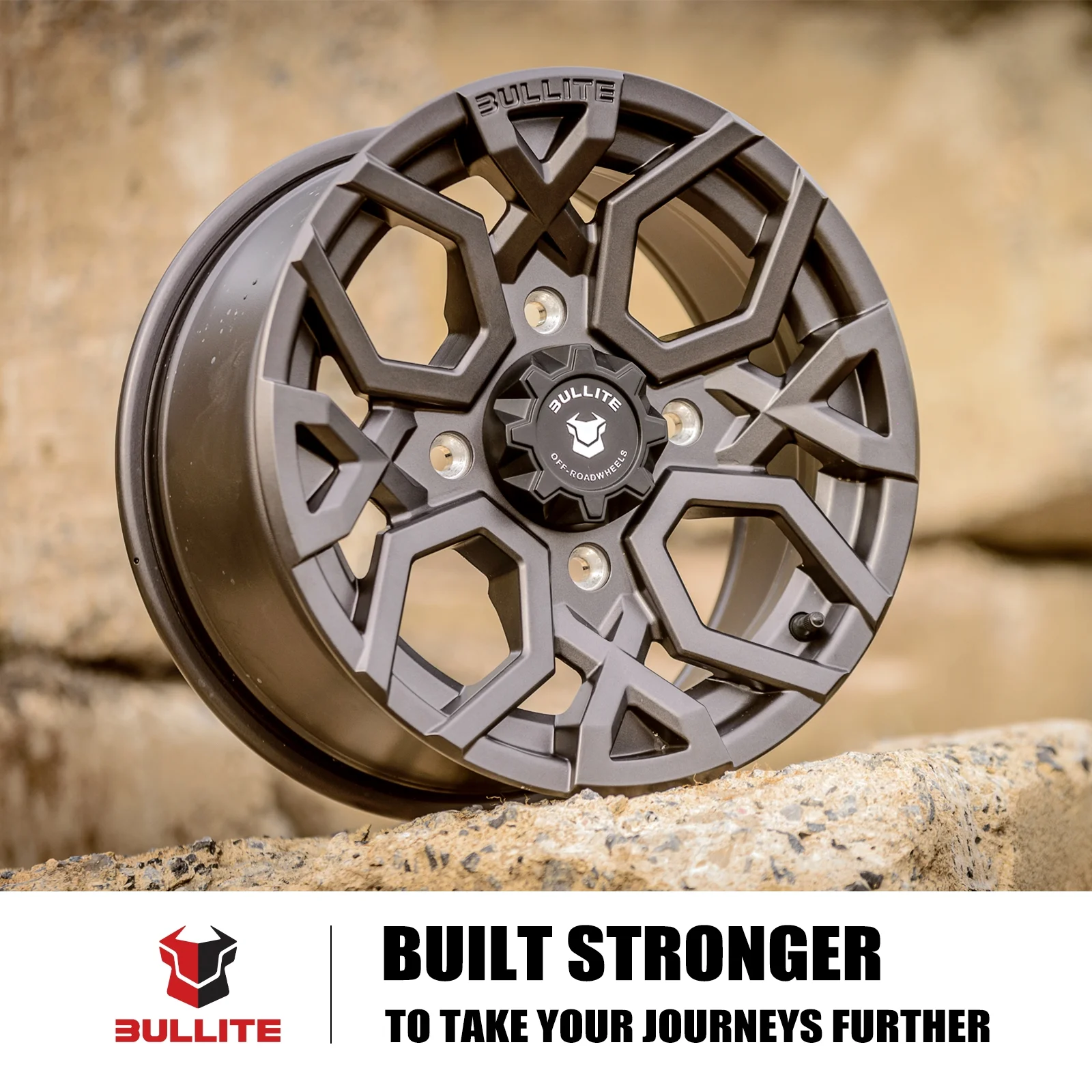 Wheels BT-07 Caster UTV ATV SXS Rims Gunmetal Gray 14" | 4x156 | 5+2 Offset | Polaris RZR 1000 XP/Ranger XP 900/1000 (14")(14 in) - Image 3