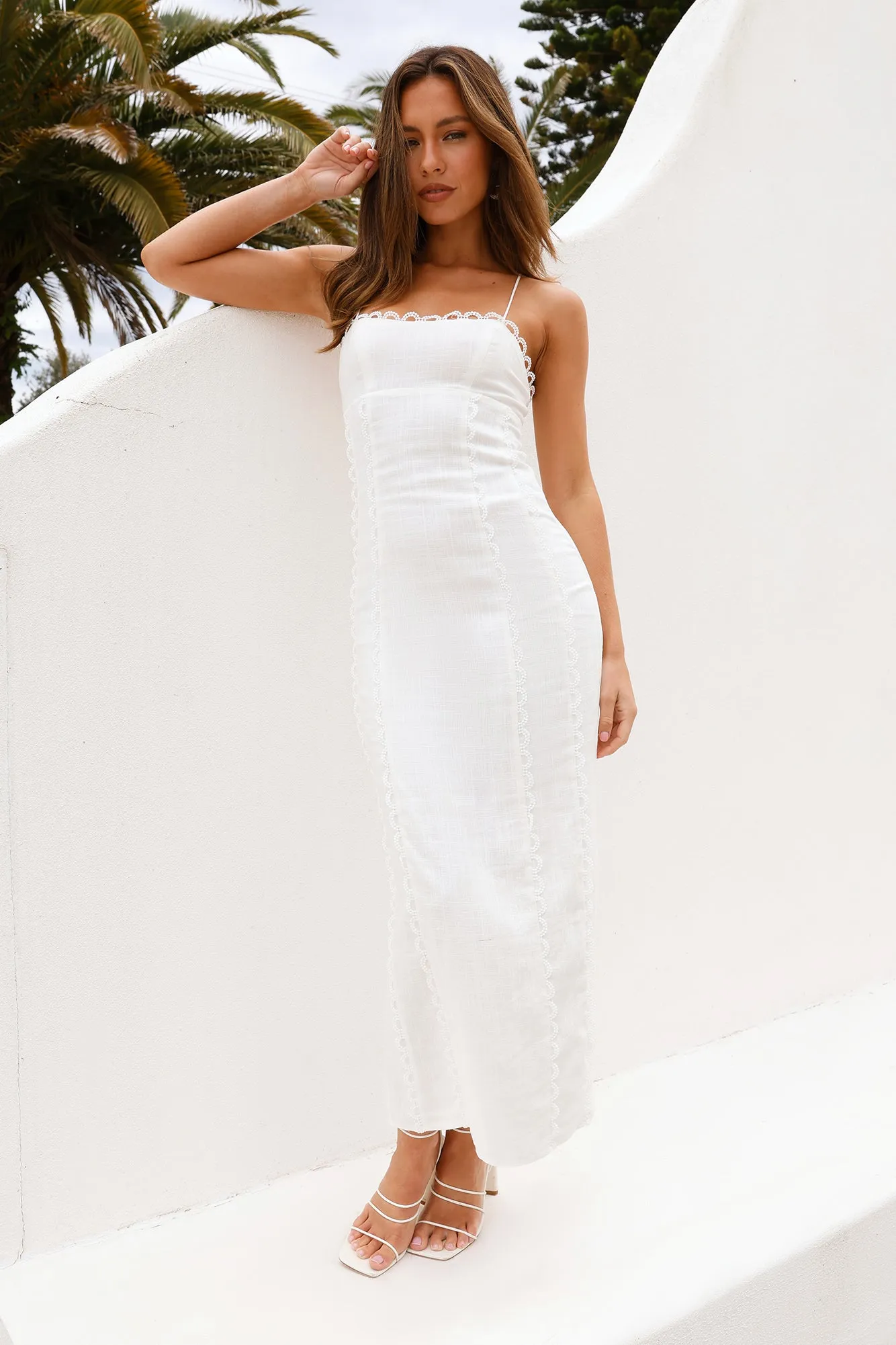 Beachside Living Linen Blend Maxi Dress White