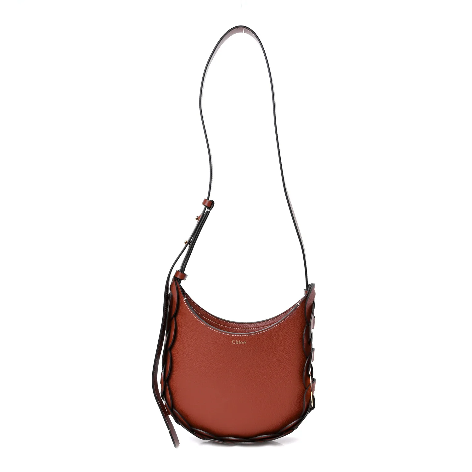 Small Grain Smooth Calfskin Small Darryl Hobo Sepia Brown
