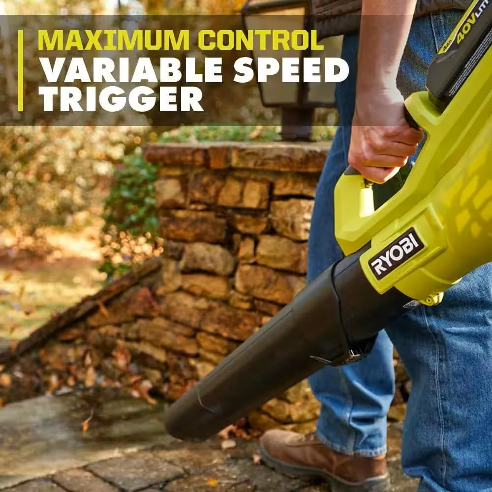 40-Volt Lithium-Ion Cordless Variable-Speed 120 MPH 550 CFM Leaf Blower (Tool-Only); Battery and Charger Not Included, Green, RY40LB01B - Image 7