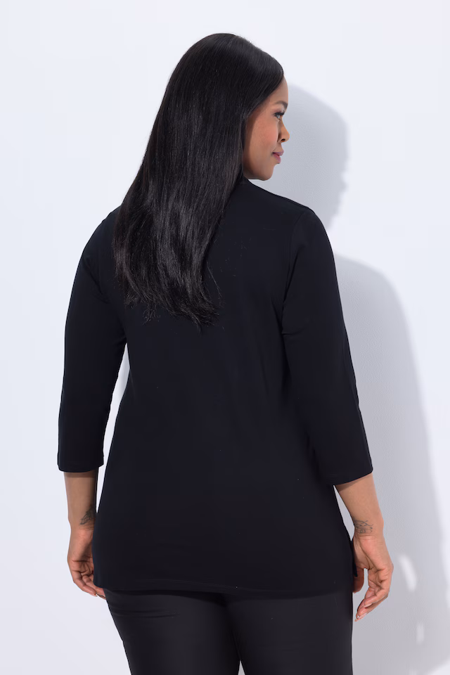 Pima Cotton Goblet Collar 3/4 Sleeve Tee
