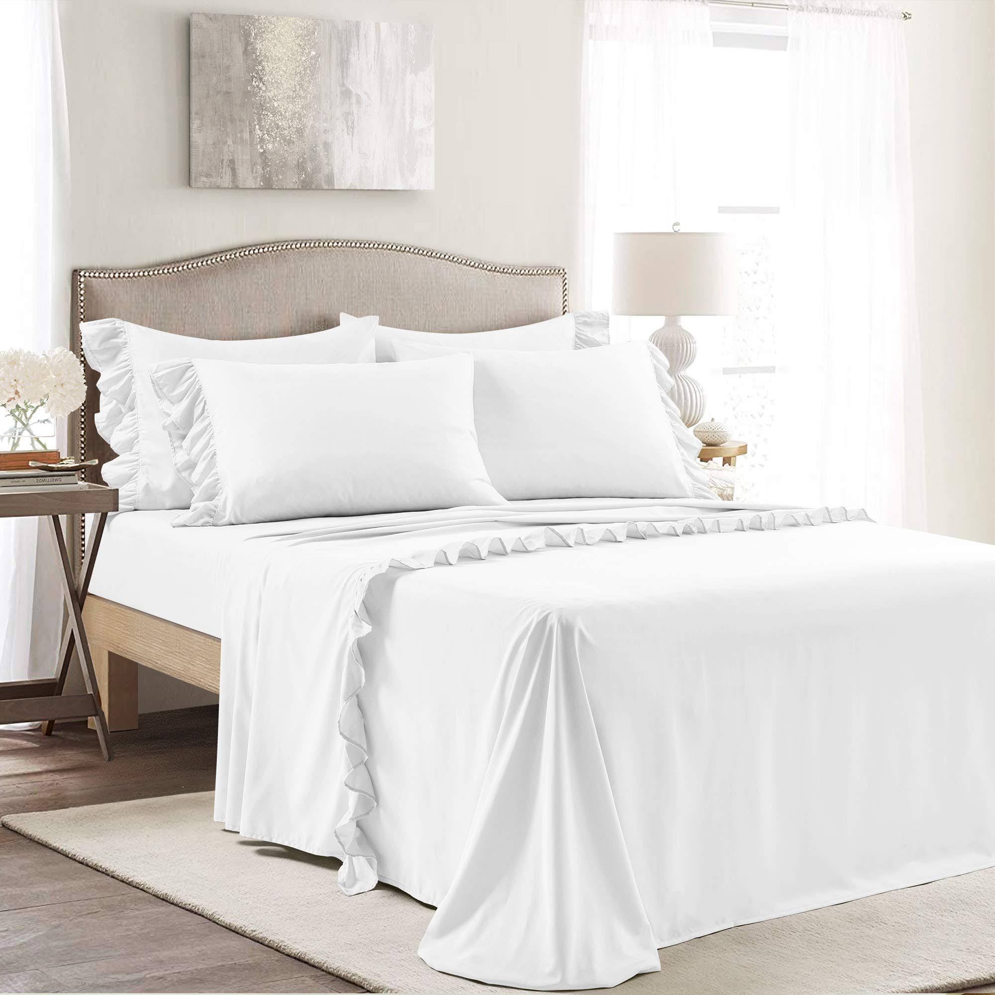 Lush Decor Reyna Ruffle Sheet Set - Full - White