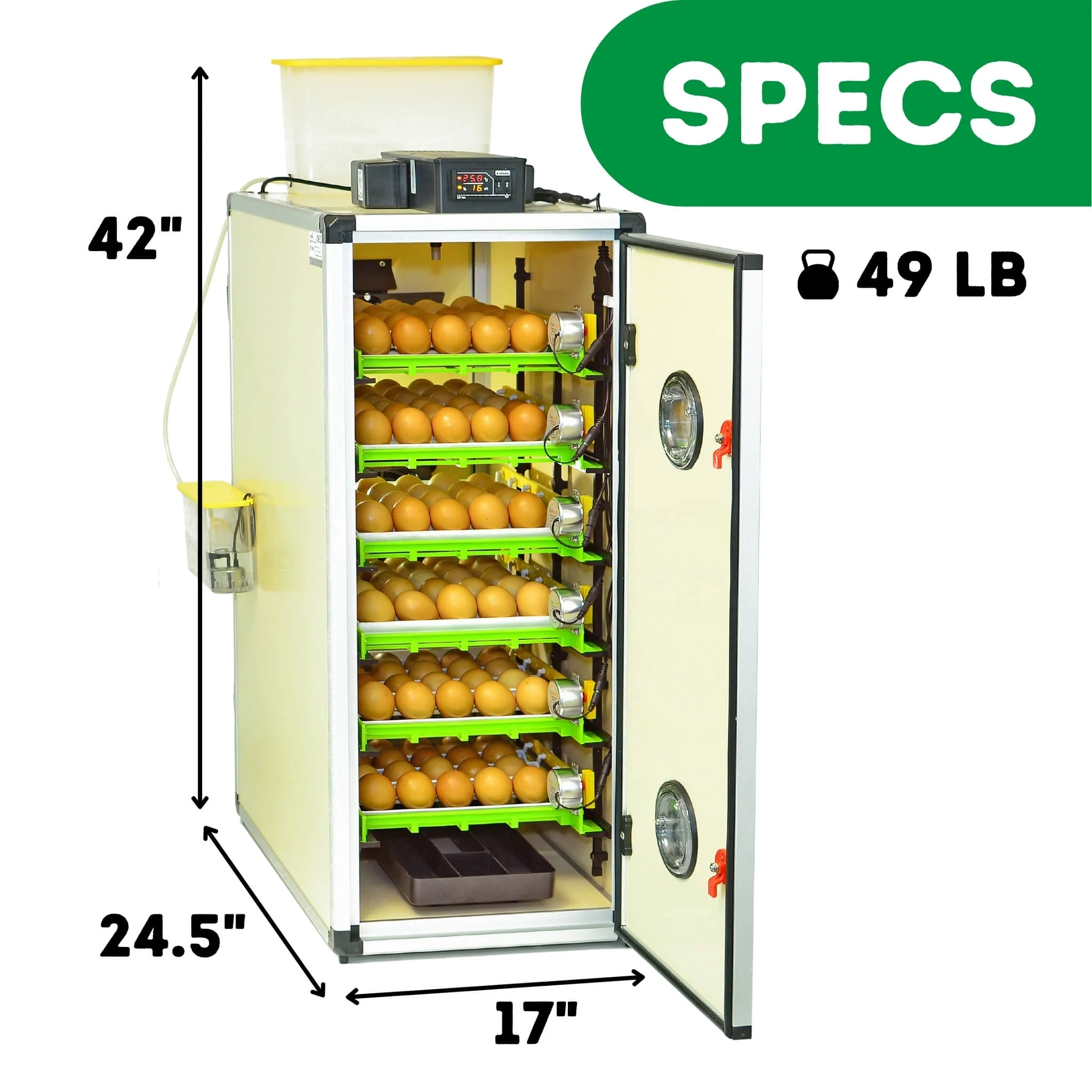 CT180SH Egg Incubator with Automatic Egg Turning Perfect Humidity Controls, Set Forget Design, Cabinet Incubators for Hatching Eggs, Incubate and Hatch 180 Chicken Eggs | Hatching Time - Image 3