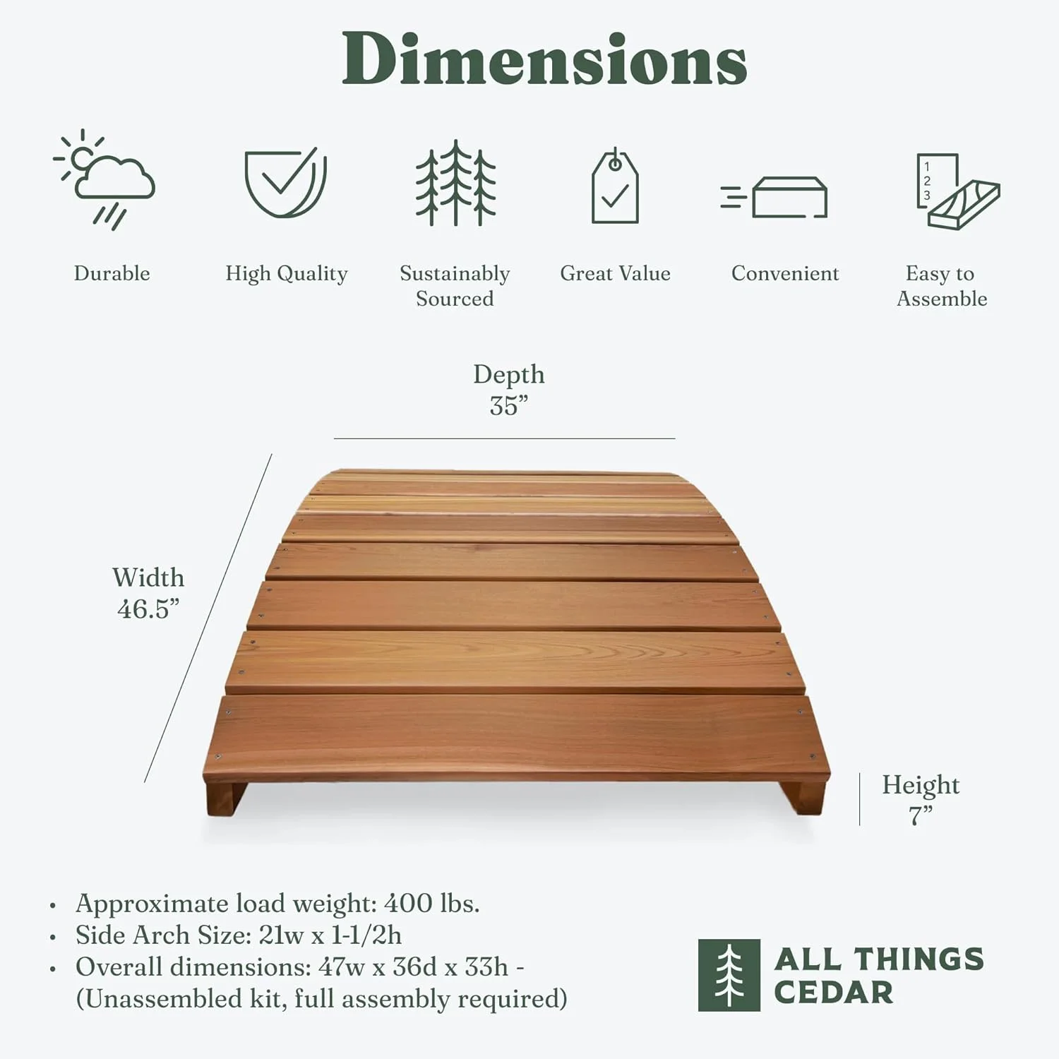 Wooden Bridge, Outdoor Garden Walkway for Backyard Ponds, 4', Natural(4-FtBridge) - Image 2