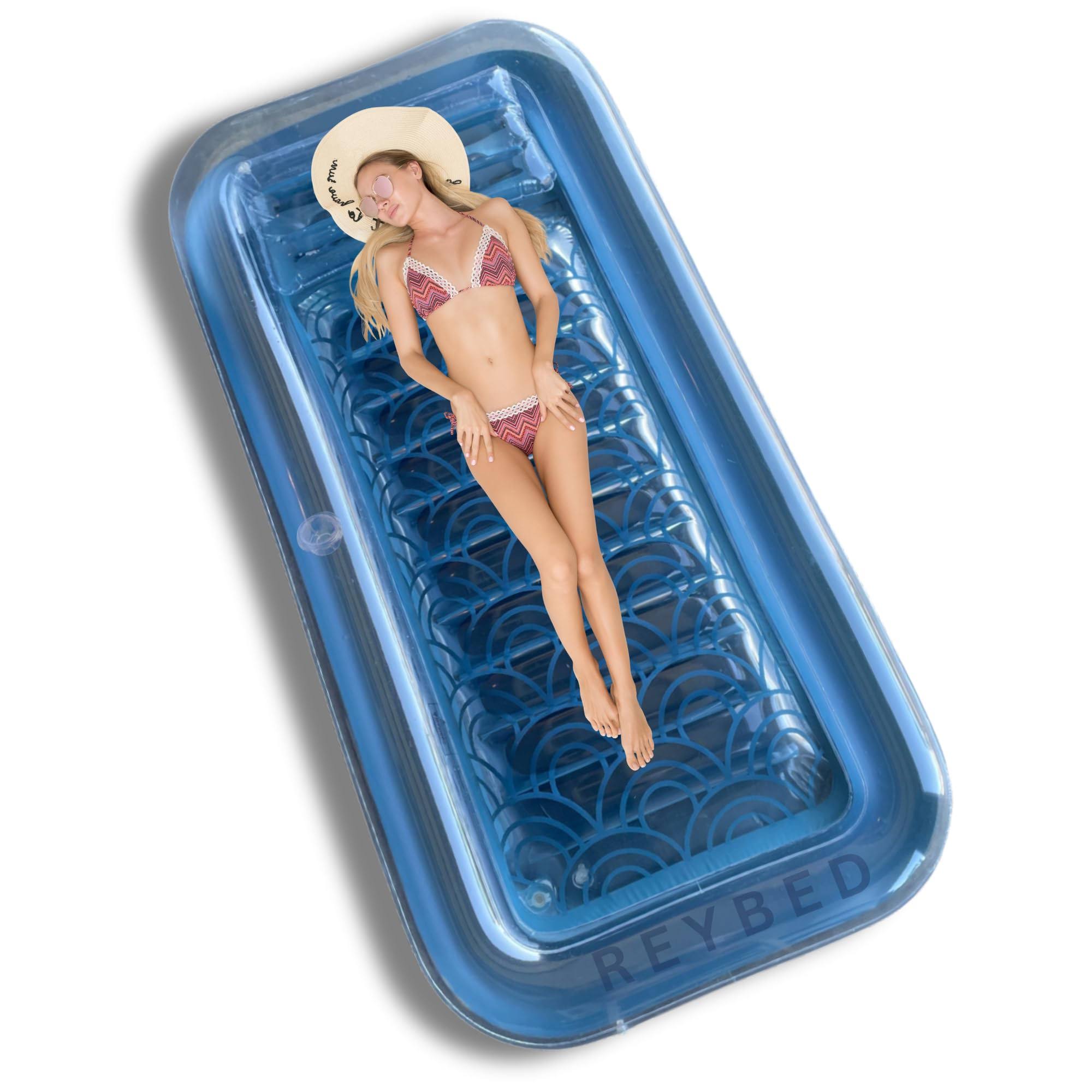 Inflatable Adult Tanning Pool I Suntan Tub ÿ Outdoor Lounge Kiddie Blow Up Blowup One Person Personal and Float for Relaxation Sunbathing L Reybed (