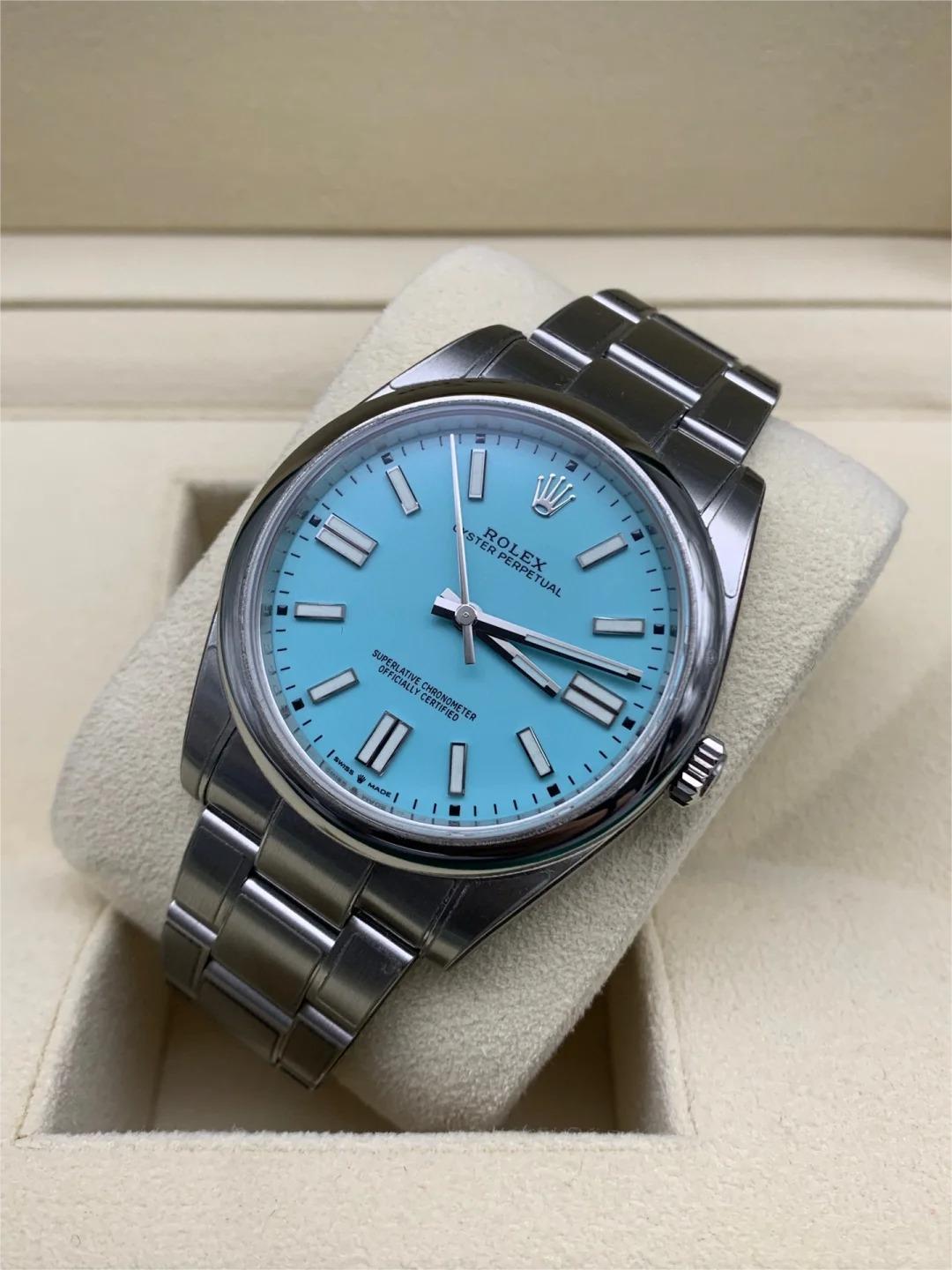 [Super Clone]ROyster Perpetual 41mm Swiss Replica Watch Tiffany Dial Ref 124300