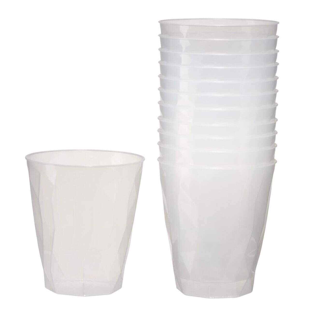 Lot de 12 verres 340ml plastique transparent martelé Ø8,4xH9,5cm