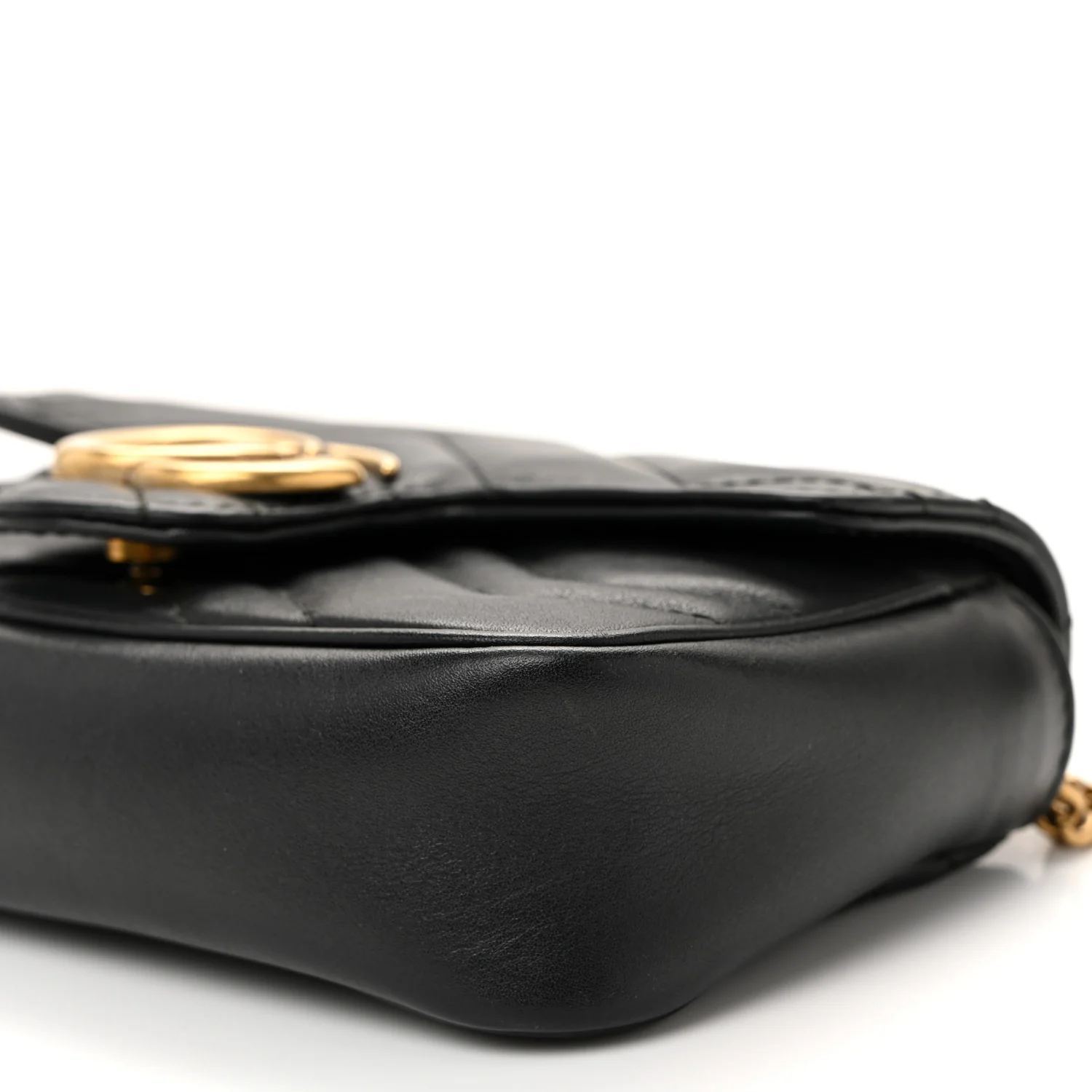 Calfskin Matelasse Super Mini GG Marmont Shoulder Bag Black