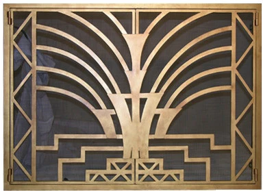 Burnished Art Deco Fireplace Screen Doors - TA Screen Specialist, Inc.