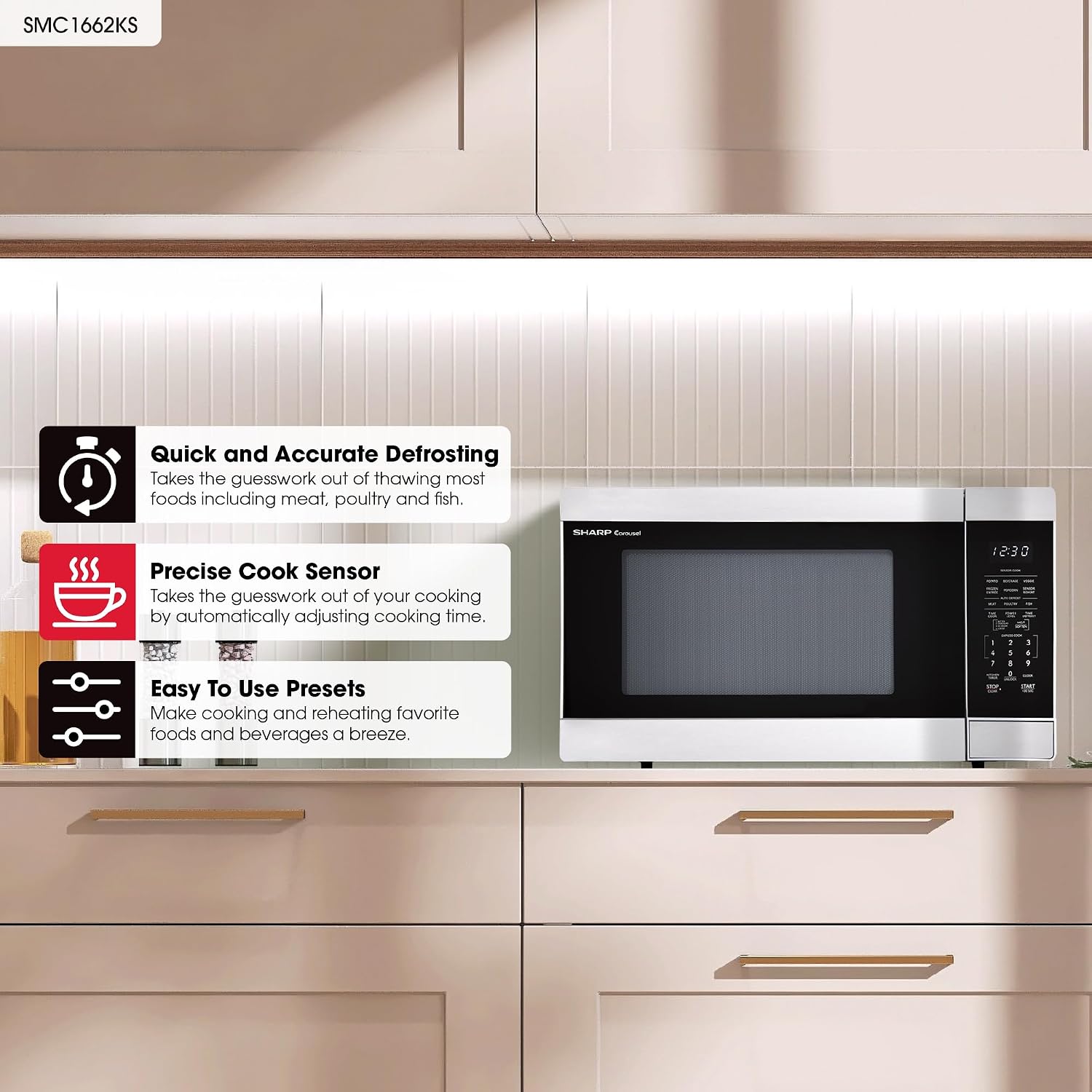 Sharp SMC1662KS 1.6 cu1100W Stainless Steel Countertop Microwave Oven