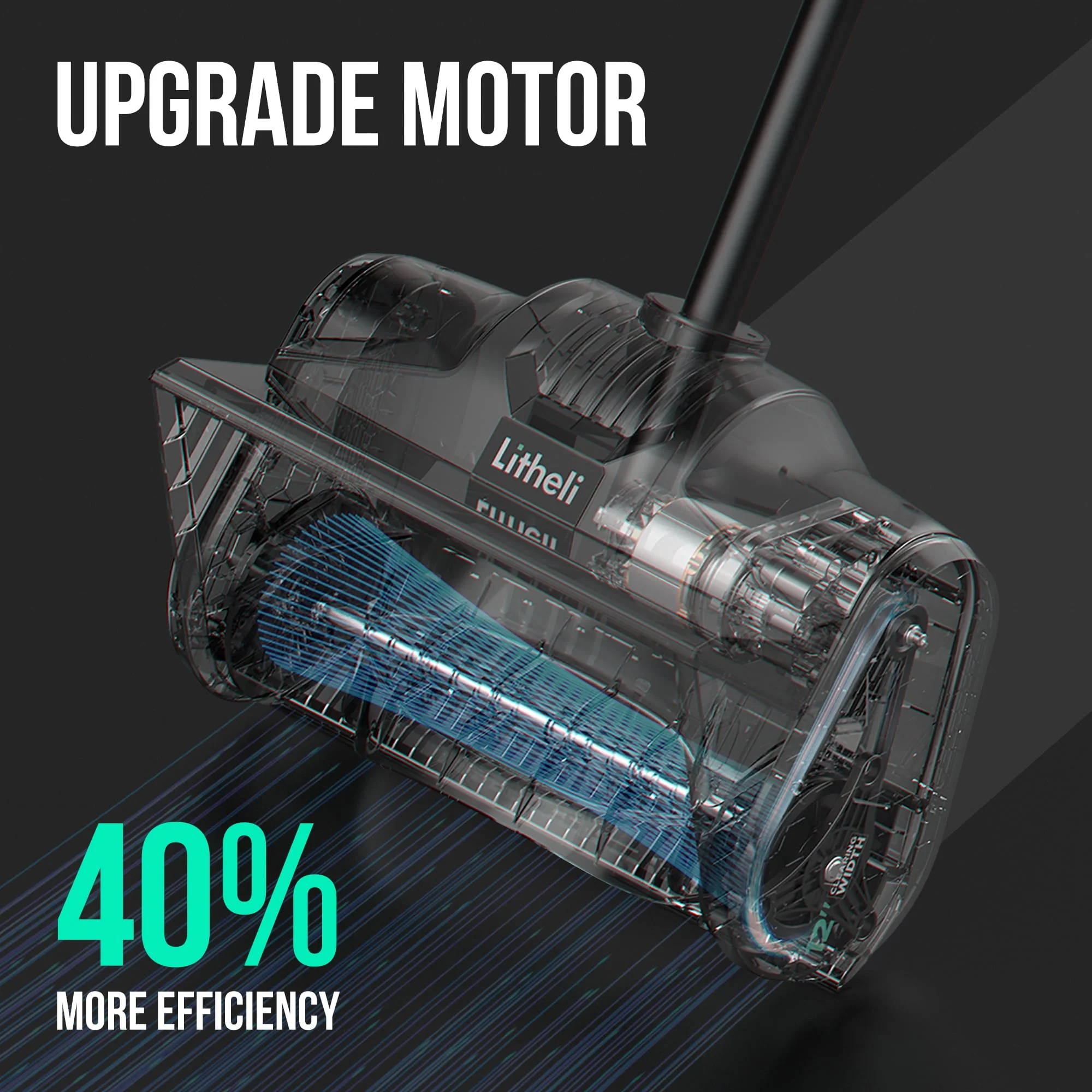 Litheli Cordless Snow Shovel, 20V 12 Inch Battery Powered Snow Thrower, Battery Snow Blower with Auxiliary Handle, with 4 0Ah Li ion Battery Charger Image 4