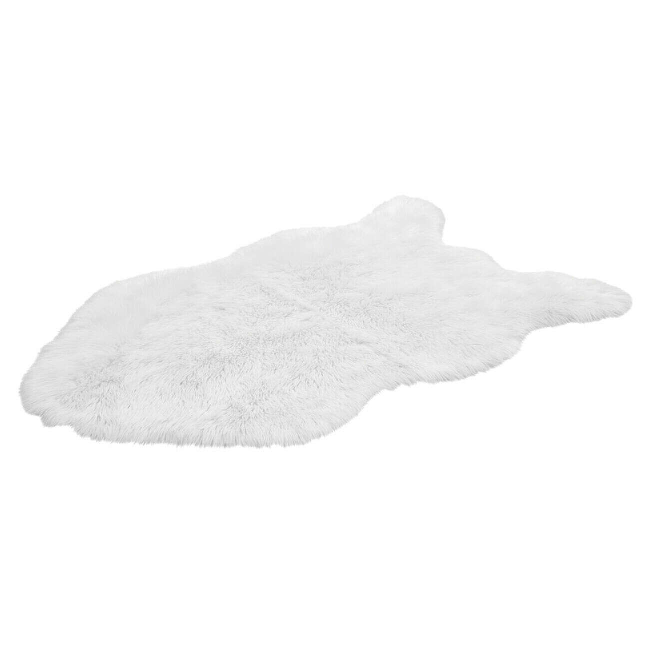 Tapis blanc fourrure forme peau de bête 150x100cm