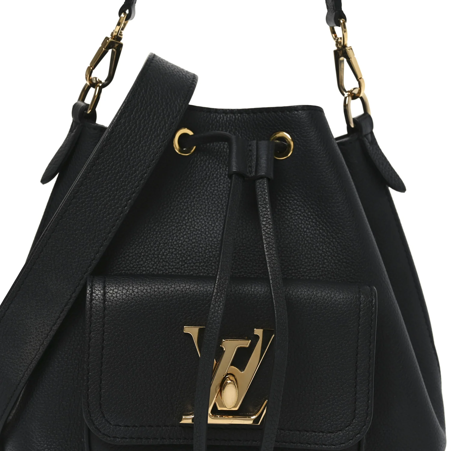 Calfskin Lockme Bucket MM Black