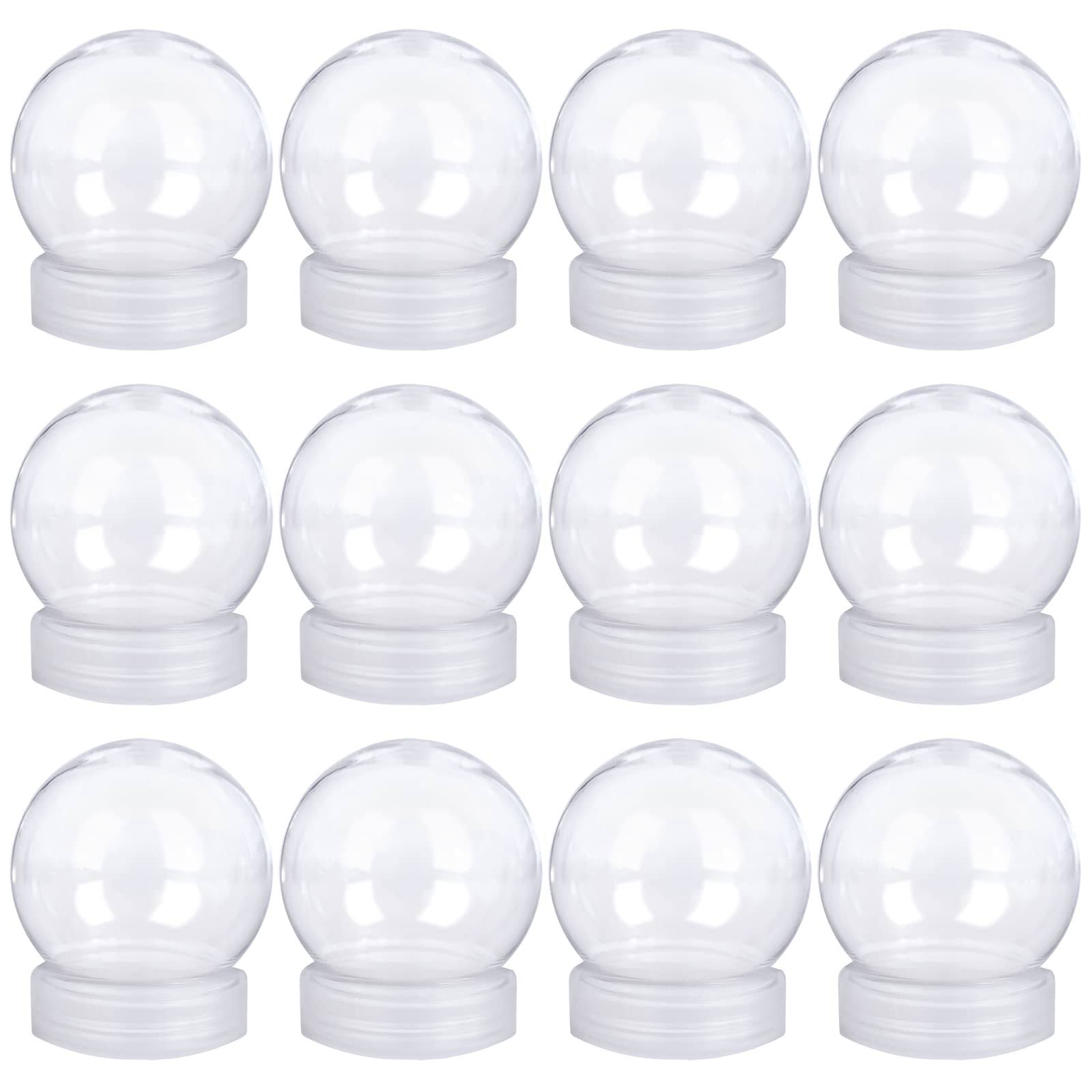 Aweyka 12 Pieces DIY Water Globe Snow Globe 2.7 inch (69mm) Height Clear Pet Plastic with Screw Off Cap for DIY Crafts Christmas Decoration
