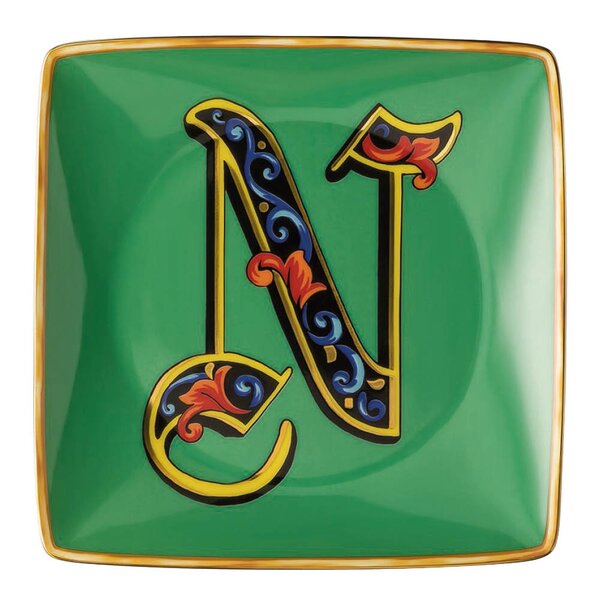 Alphabet skål 12 cm kvadratisk N