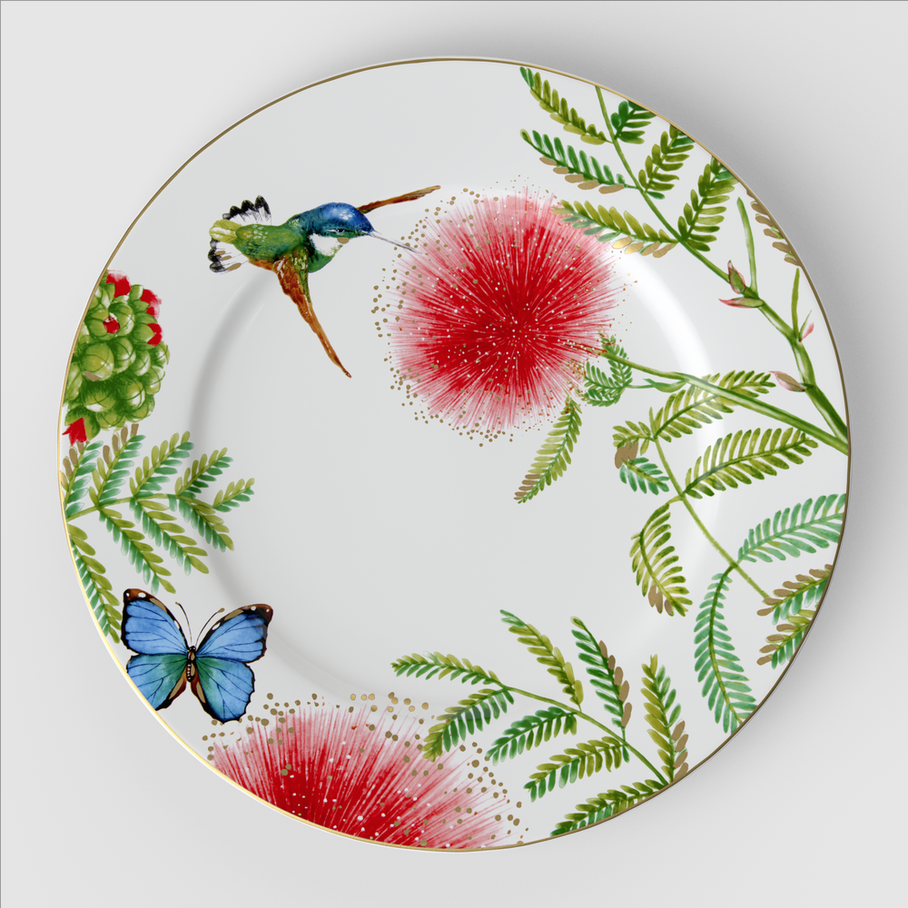 Amazonia Serving/ Under Plate - Multi-colored, 12.2'', Premium Bone Porcelain
