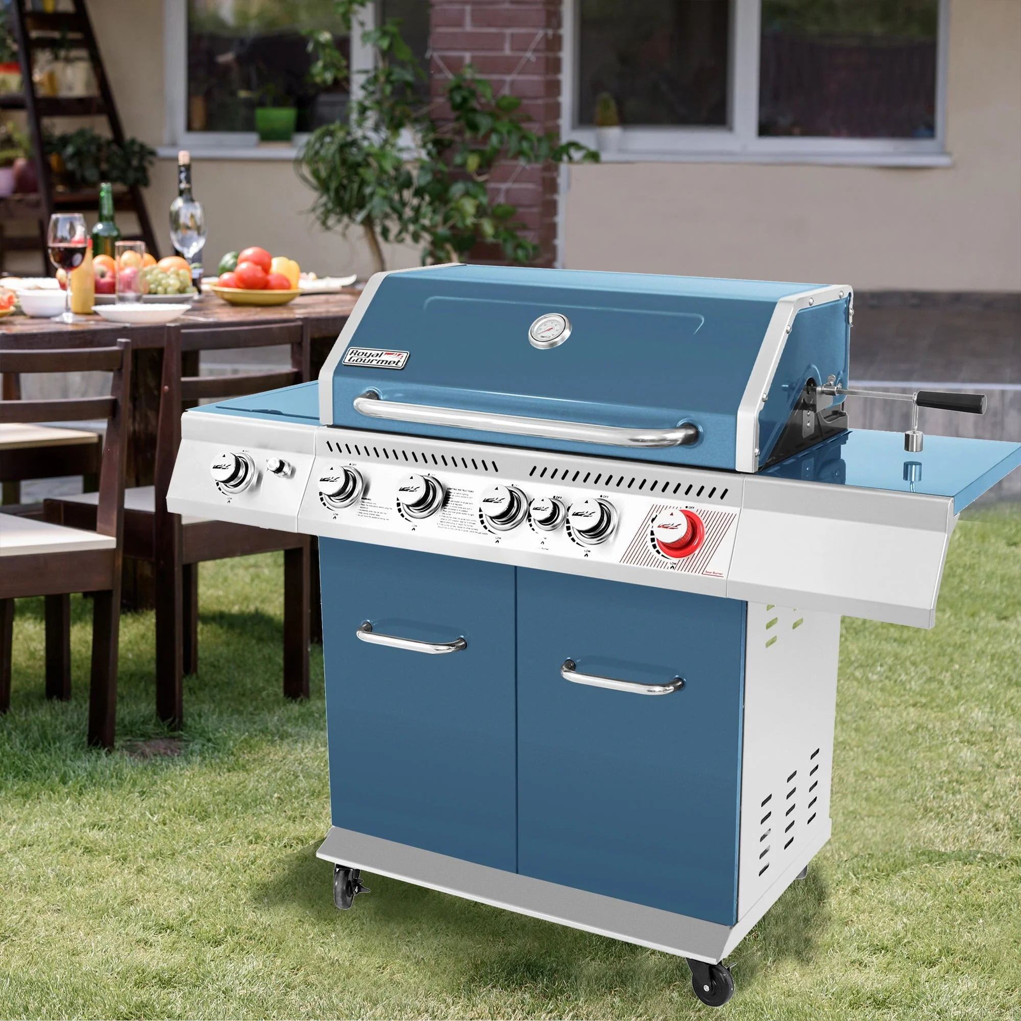 Royal Gourmet GA5403B 5 Burner BBQ Cabinet Style Gas Grill with Rotisserie Kit, Rear Burner, Rear Burner and Side Burner Image 9