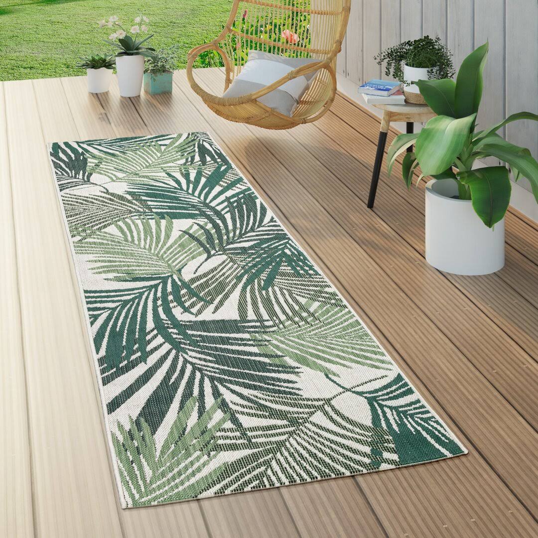Bay Isle Home Leilani Floral Green Indoor / Outdoor Area Rug Beachcrest Home Rug Size: Runner 33x22 x 67x22