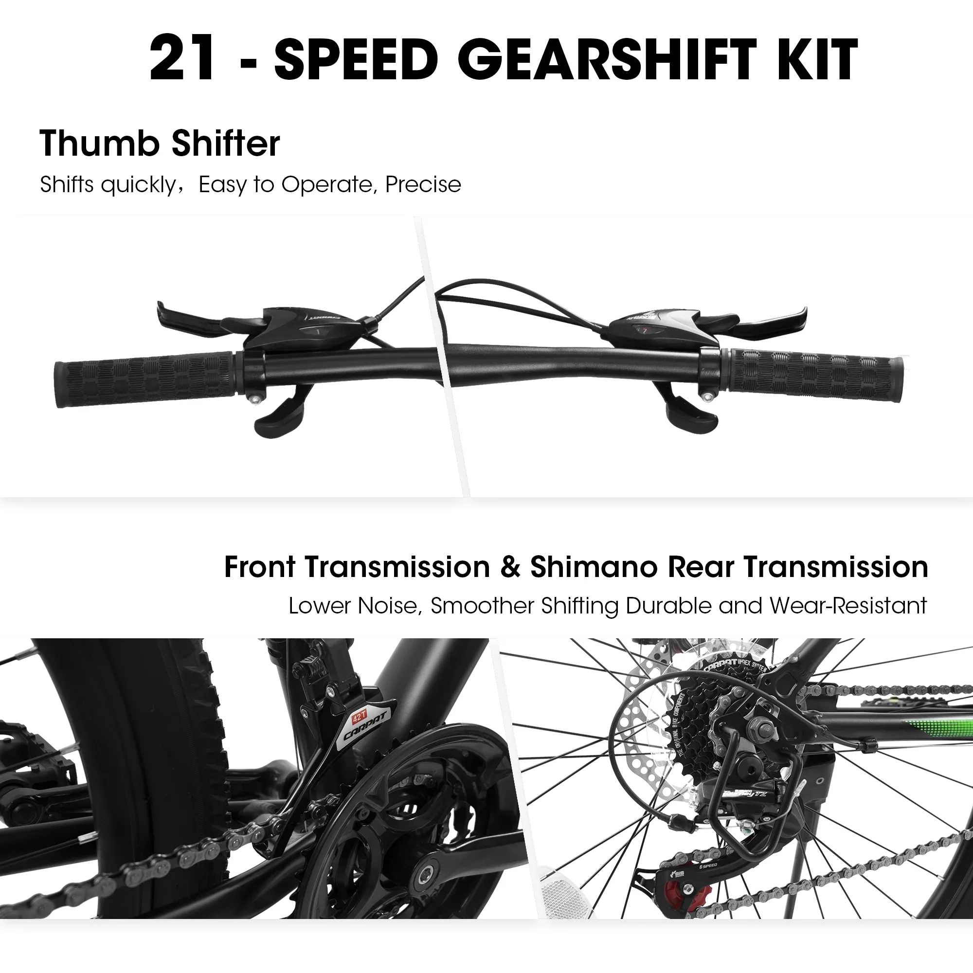 27 Mountain Bike, 21-Speed Dual Disc Brakes with Aluminum Frame – Black