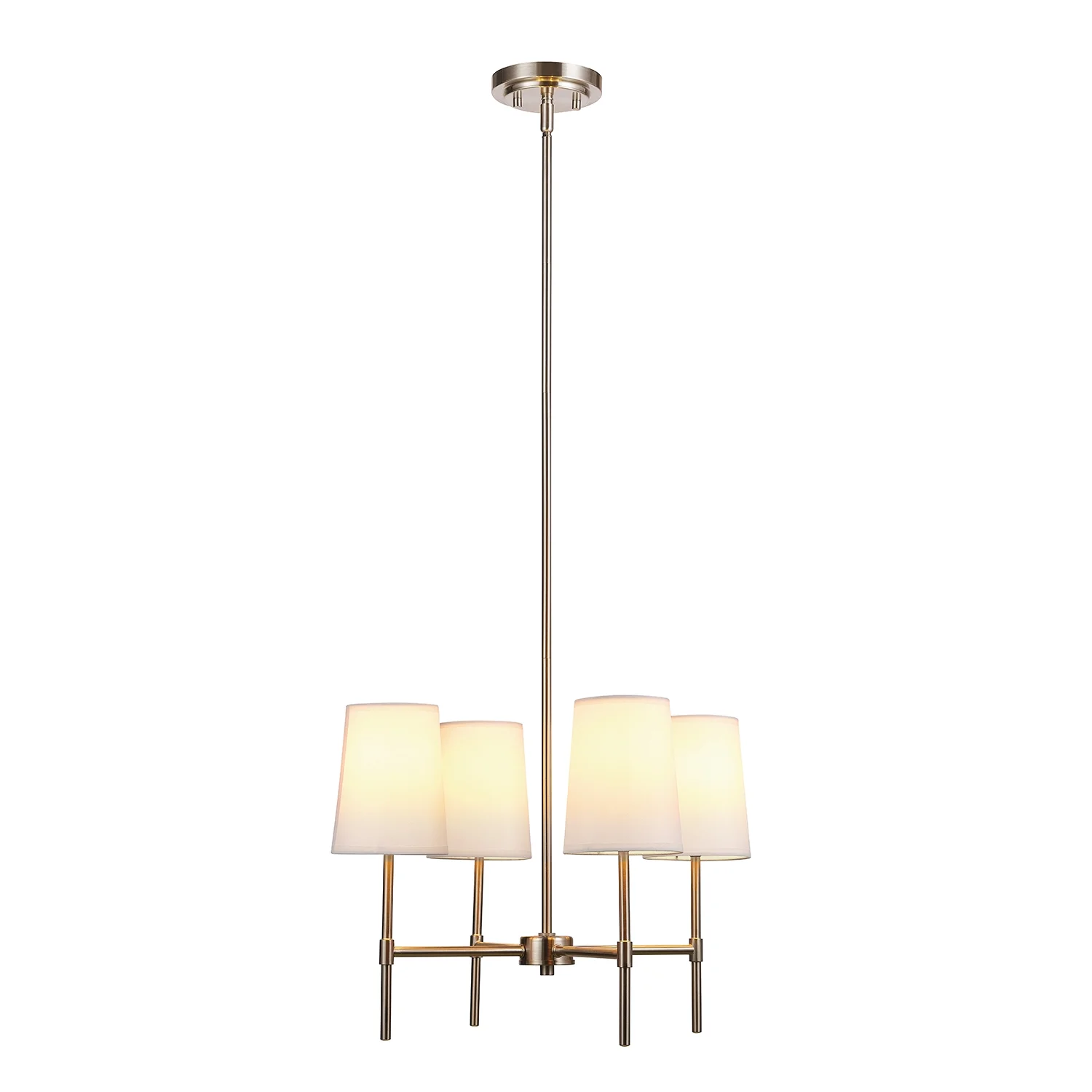 Better Homes & Gardens Meadowood 4-Light Chandelier, Matte Black Finish, White Fabric Shades, LED Bulbs Included